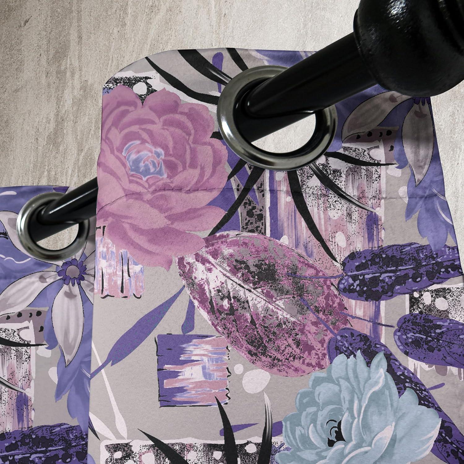 imageAmbesonne Floral Design Grommet Curtain Abstract Boho Inspirations Neutral Flowers Silhouettes on Grunge Back Decorative 2Panel Window Drapes for Bedroom Living Room 50quot x 120quot Dimgray Pale GreyBlue Violet Dried Rose