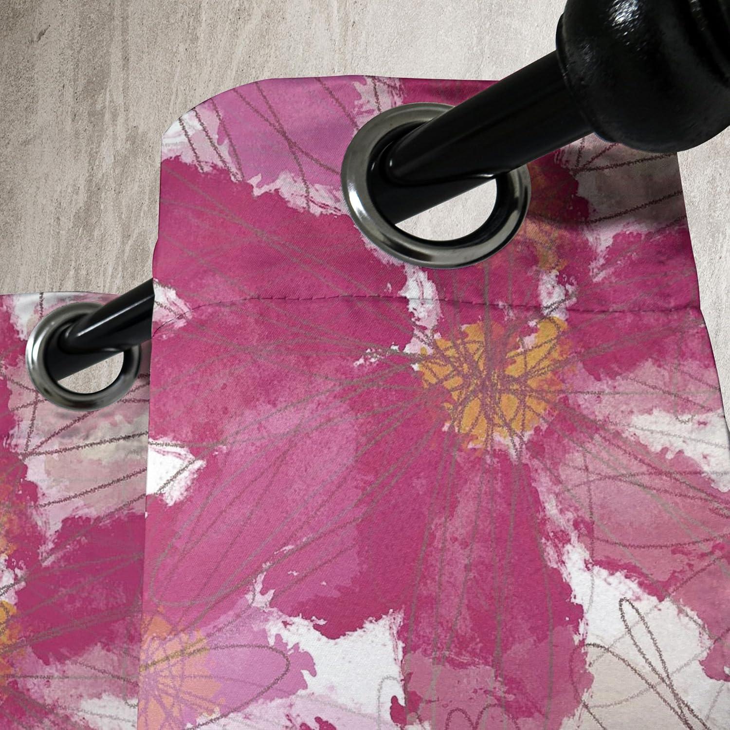 imageAmbesonne Floral Design Grommet Curtain Abstract Boho Inspirations Neutral Flowers Silhouettes on Grunge Back Decorative 2Panel Window Drapes for Bedroom Living Room 50quot x 120quot Dimgray Pale GreyMagenta Pale Peach