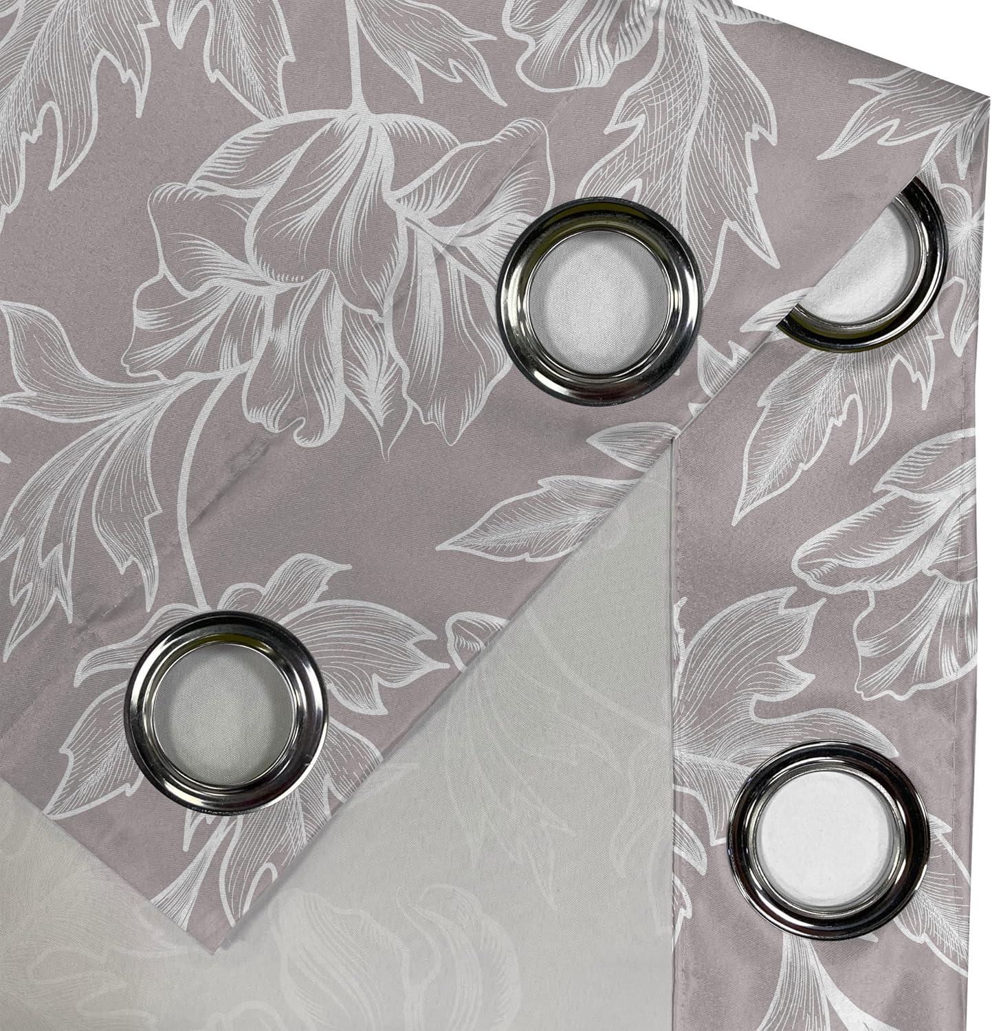 imageAmbesonne Floral Design Grommet Curtain Abstract Boho Inspirations Neutral Flowers Silhouettes on Grunge Back Decorative 2Panel Window Drapes for Bedroom Living Room 50quot x 120quot Dimgray Pale GreyTaupe Grey and White