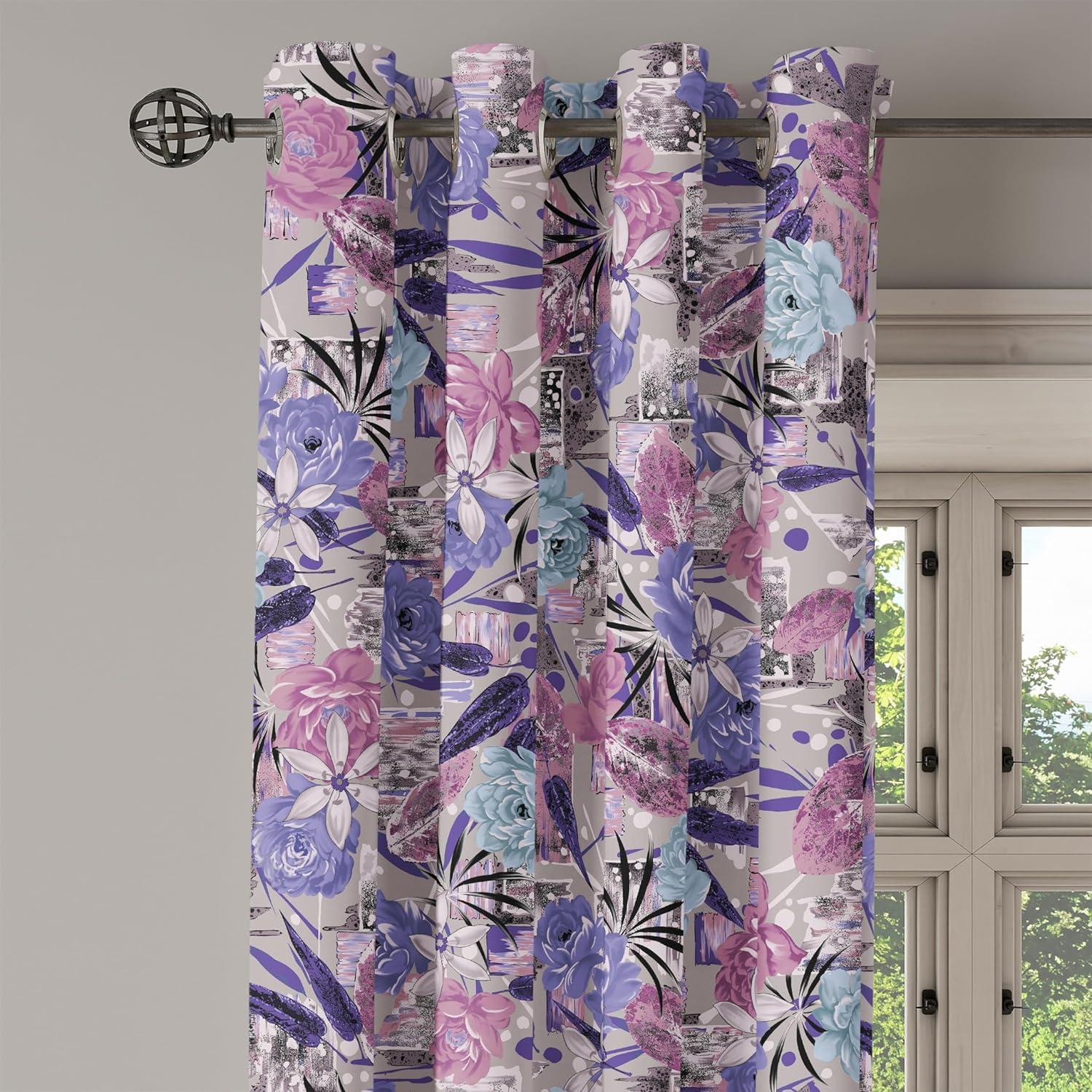 imageAmbesonne Floral Design Grommet Curtain Abstract Boho Inspirations Neutral Flowers Silhouettes on Grunge Back Decorative 2Panel Window Drapes for Bedroom Living Room 50quot x 120quot Dimgray Pale GreyBlue Violet Dried Rose