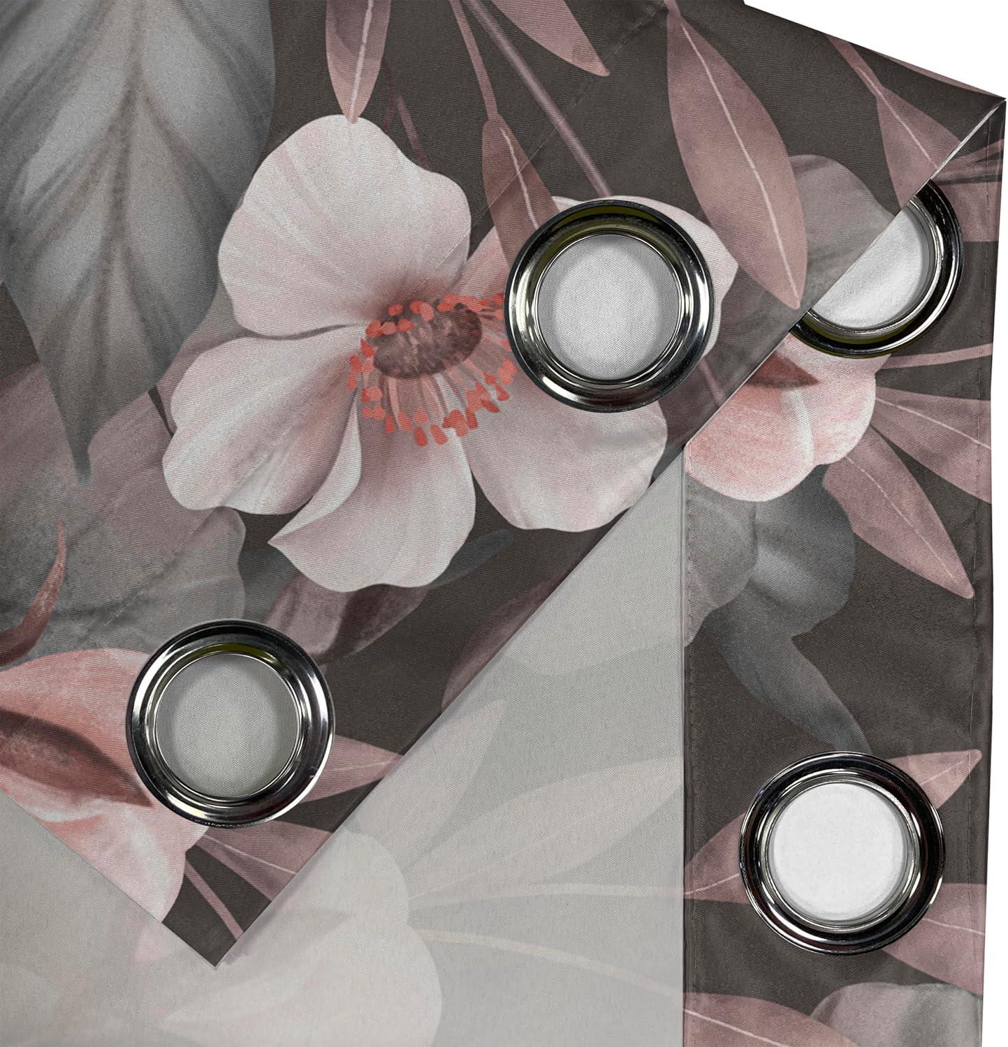 imageAmbesonne Floral Design Grommet Curtain Abstract Boho Inspirations Neutral Flowers Silhouettes on Grunge Back Decorative 2Panel Window Drapes for Bedroom Living Room 50quot x 120quot Dimgray Pale GreyPale Mauve Taupe Eggshell