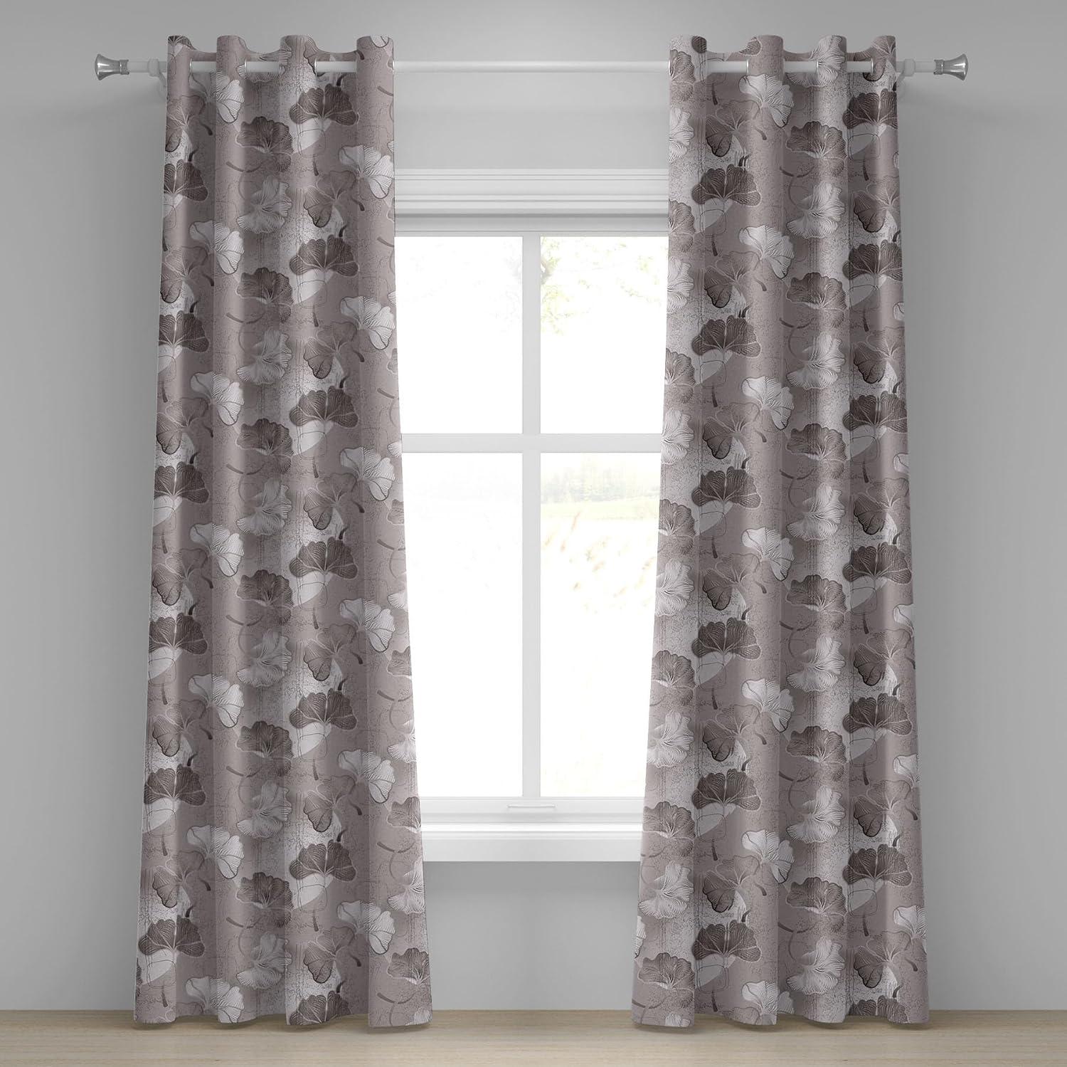 imageAmbesonne Floral Design Grommet Curtain Abstract Boho Inspirations Neutral Flowers Silhouettes on Grunge Back Decorative 2Panel Window Drapes for Bedroom Living Room 50quot x 120quot Dimgray Pale GreyDimgray Pale Grey