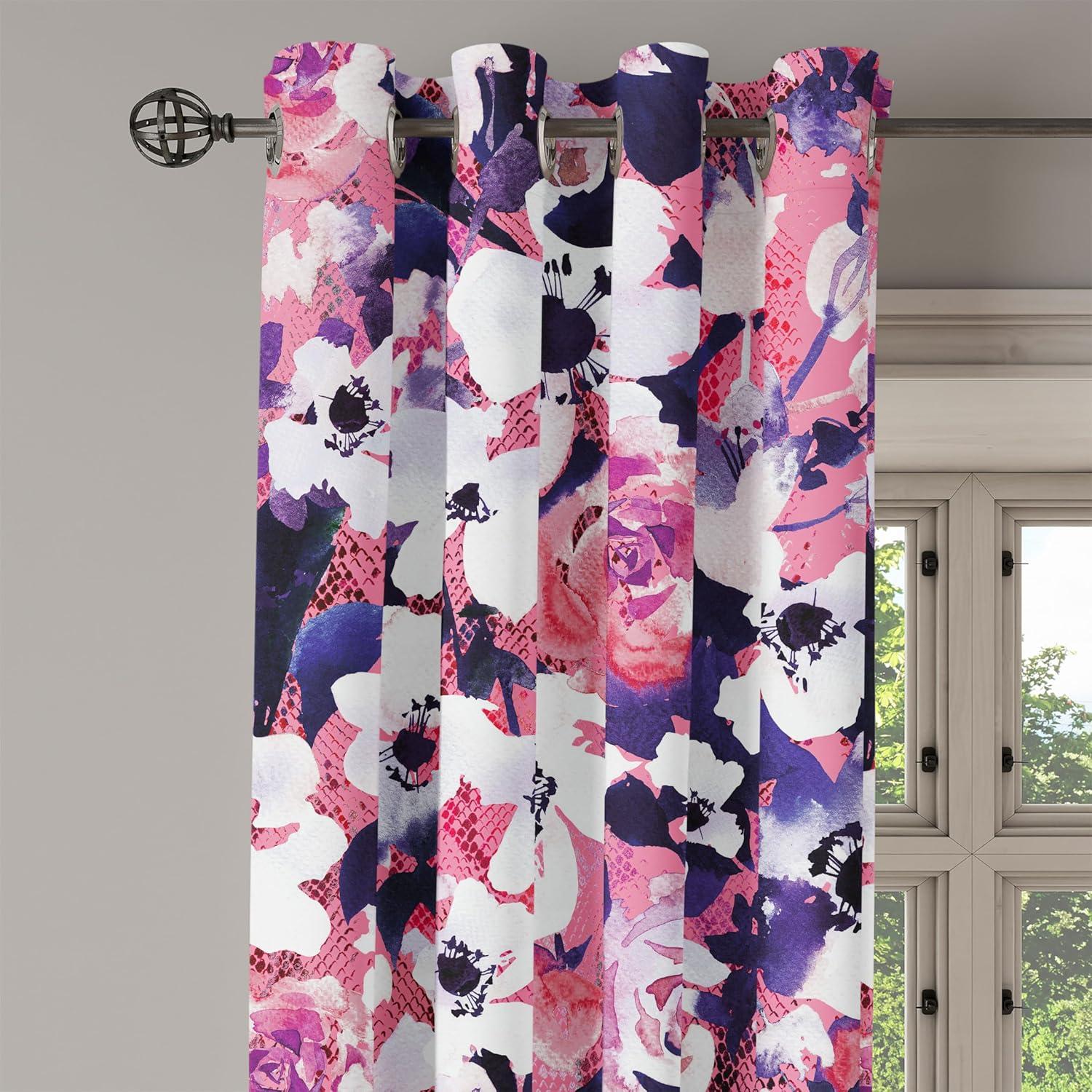imageAmbesonne Floral Design Grommet Curtain Abstract Boho Inspirations Neutral Flowers Silhouettes on Grunge Back Decorative 2Panel Window Drapes for Bedroom Living Room 50quot x 120quot Dimgray Pale GreyPastel Pink Off White