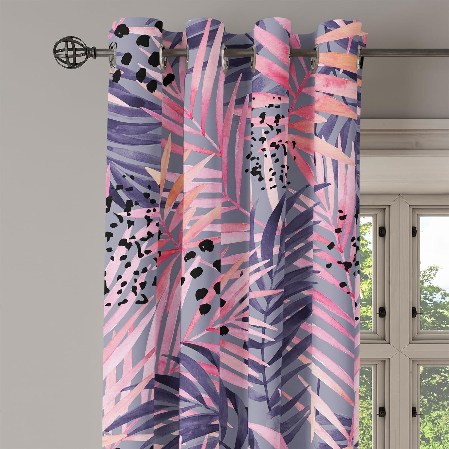 imageAmbesonne Floral Design Grommet Curtain Abstract Boho Inspirations Neutral Flowers Silhouettes on Grunge Back Decorative 2Panel Window Drapes for Bedroom Living Room 50quot x 120quot Dimgray Pale GreySoft Pink Eggplant Coral
