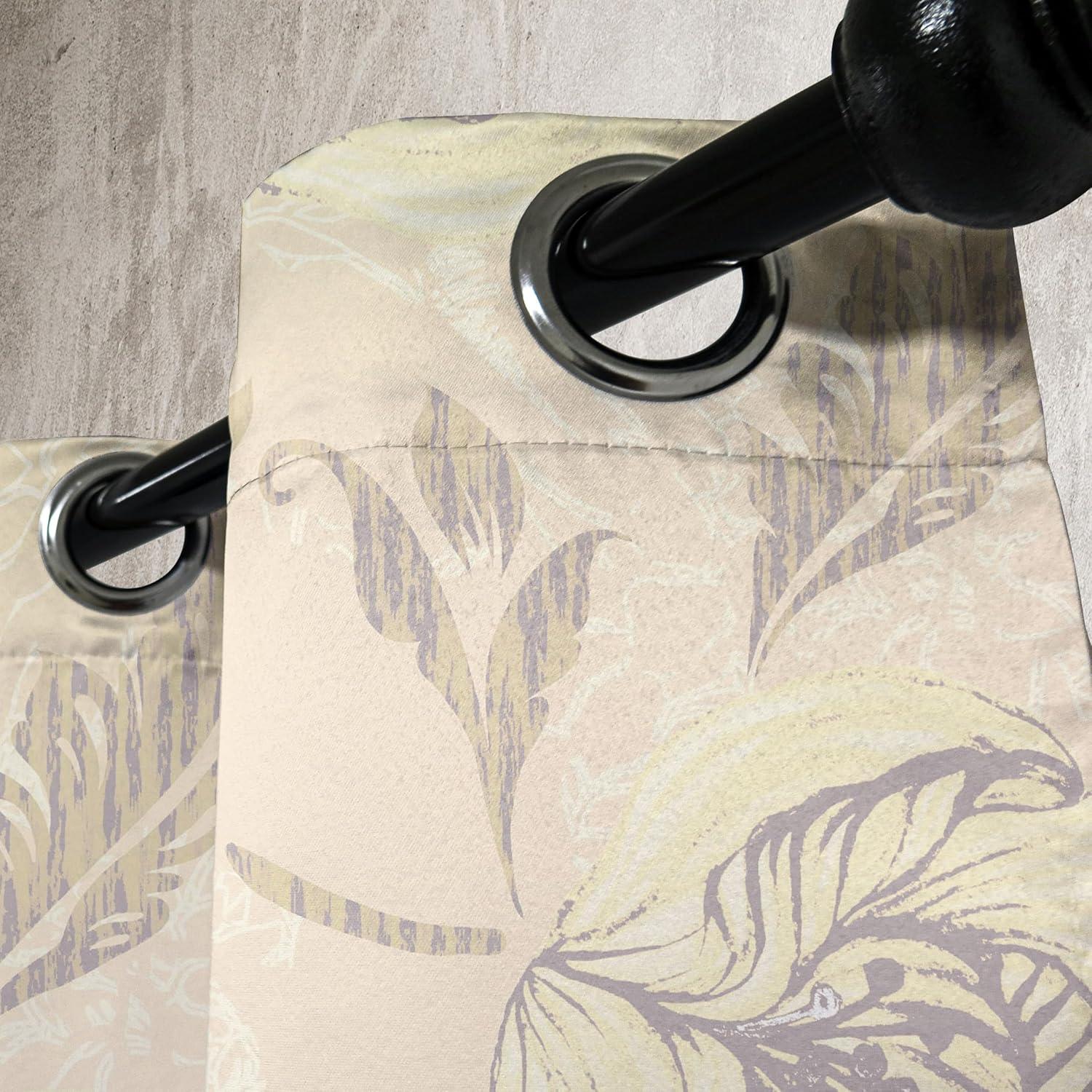 imageAmbesonne Floral Design Grommet Curtain Abstract Boho Inspirations Neutral Flowers Silhouettes on Grunge Back Decorative 2Panel Window Drapes for Bedroom Living Room 50quot x 120quot Dimgray Pale GreyChampagne Purpleblue