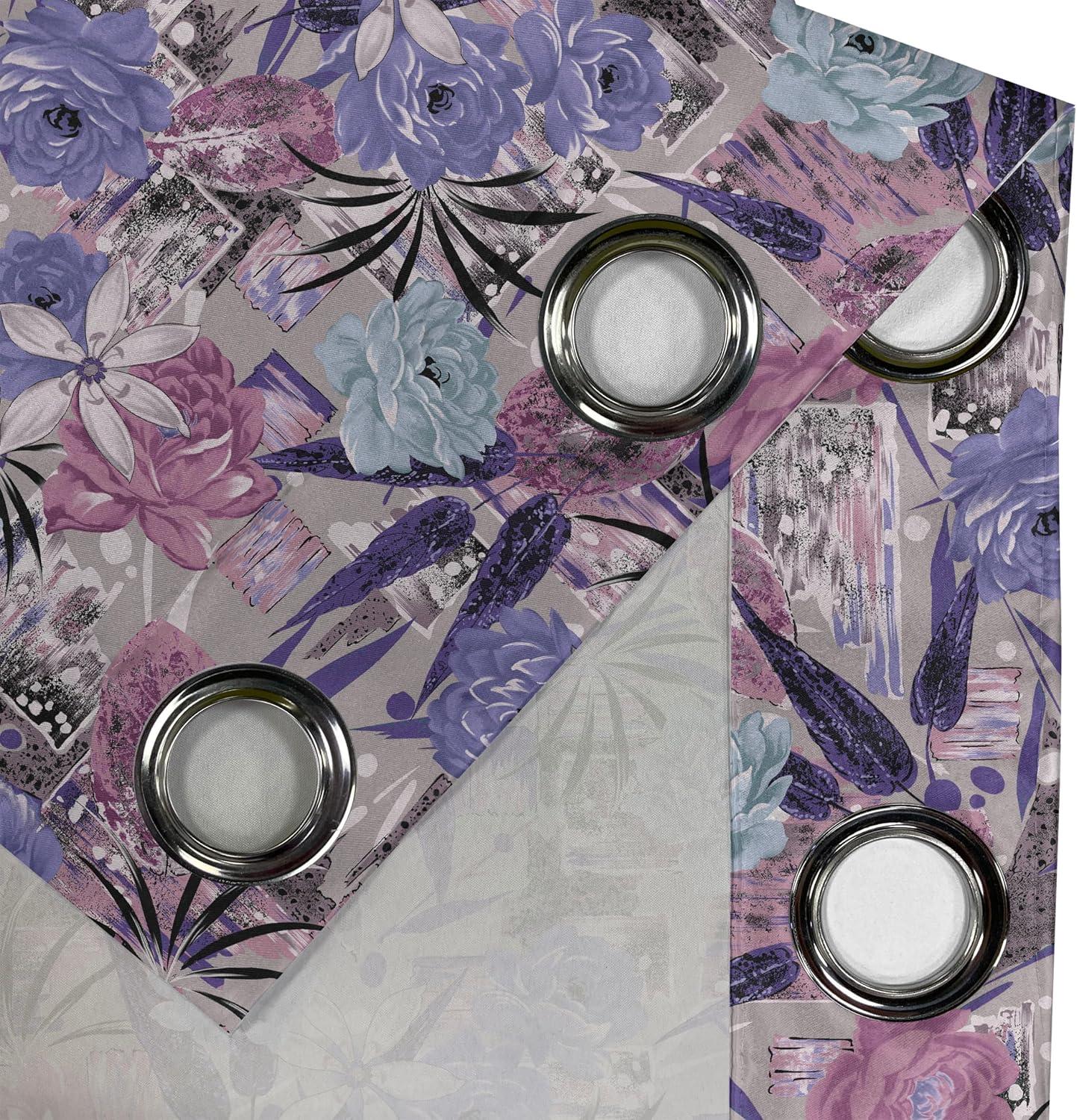 imageAmbesonne Floral Design Grommet Curtain Abstract Boho Inspirations Neutral Flowers Silhouettes on Grunge Back Decorative 2Panel Window Drapes for Bedroom Living Room 50quot x 120quot Dimgray Pale GreyBlue Violet Dried Rose