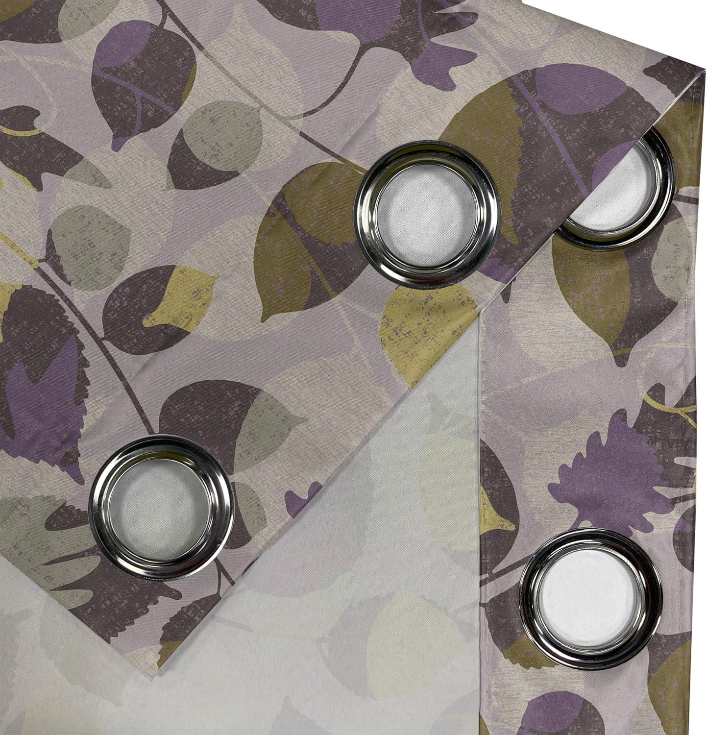 imageAmbesonne Floral Design Grommet Curtain Abstract Boho Inspirations Neutral Flowers Silhouettes on Grunge Back Decorative 2Panel Window Drapes for Bedroom Living Room 50quot x 120quot Dimgray Pale GreyFawn and Pale Eggplant