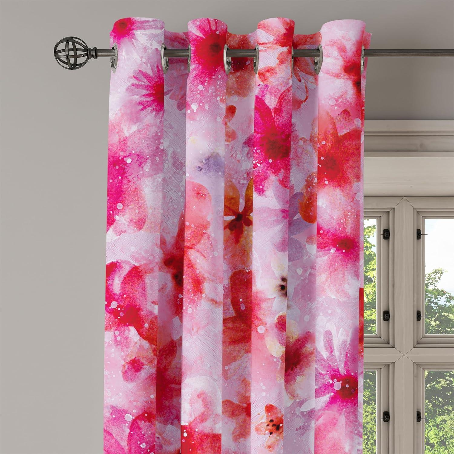 imageAmbesonne Floral Design Grommet Curtain Abstract Boho Inspirations Neutral Flowers Silhouettes on Grunge Back Decorative 2Panel Window Drapes for Bedroom Living Room 50quot x 120quot Dimgray Pale GreyDark Pink Pastel Purple