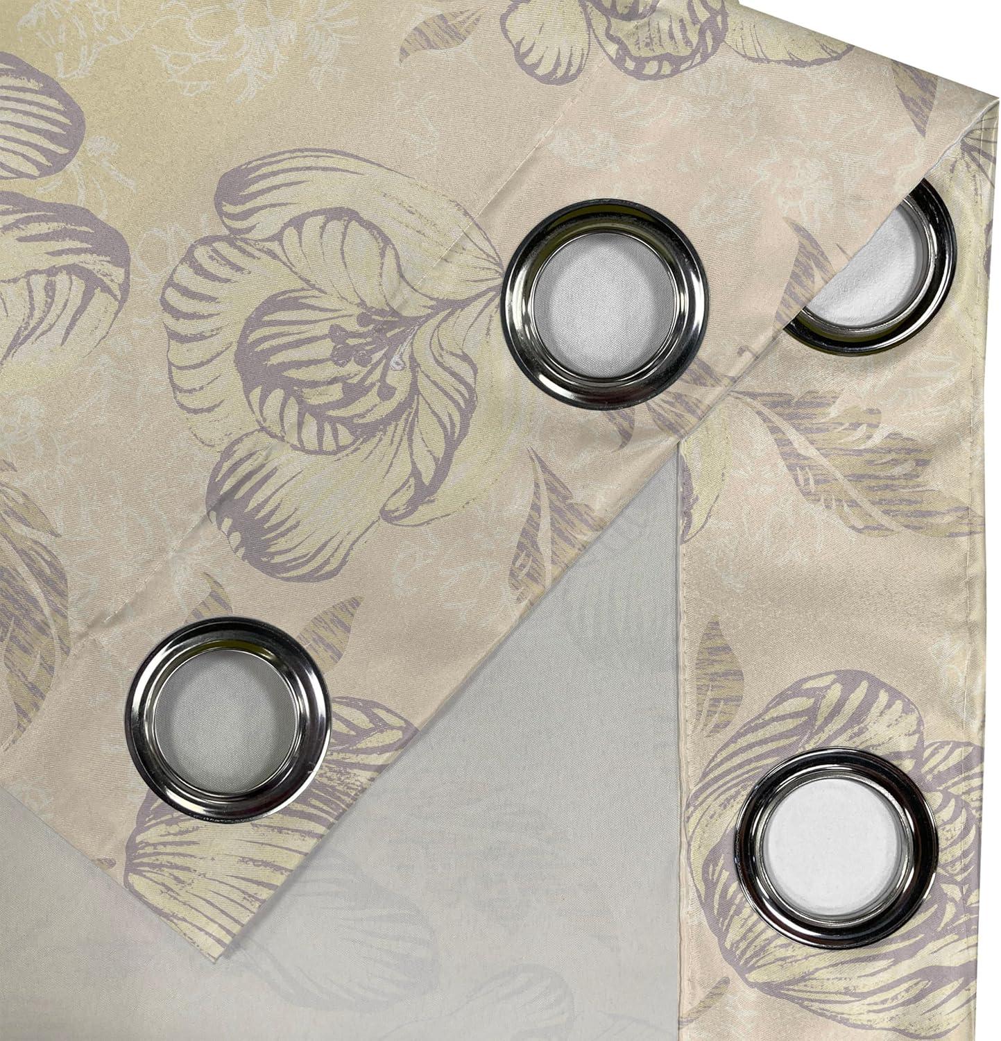 imageAmbesonne Floral Design Grommet Curtain Abstract Boho Inspirations Neutral Flowers Silhouettes on Grunge Back Decorative 2Panel Window Drapes for Bedroom Living Room 50quot x 120quot Dimgray Pale GreyChampagne Purpleblue
