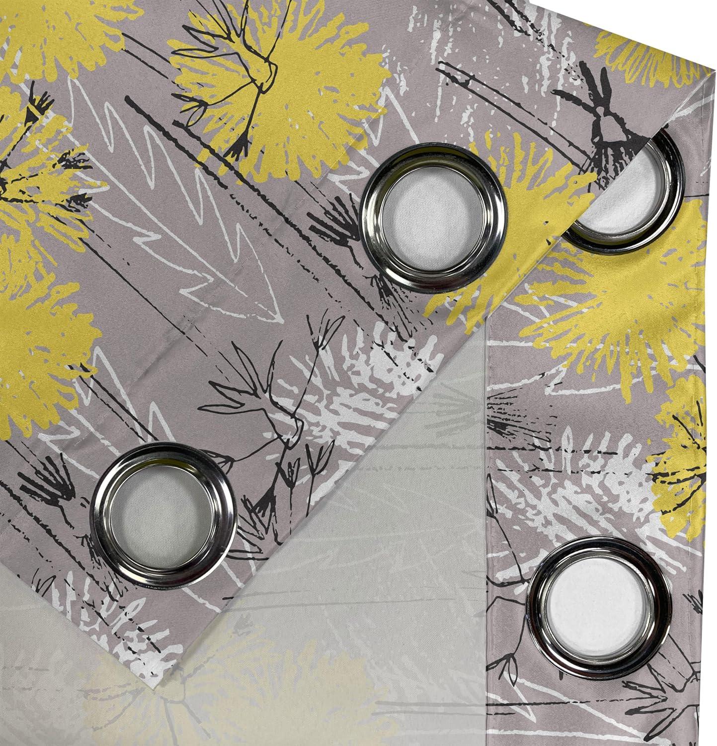 imageAmbesonne Floral Design Grommet Curtain Abstract Boho Inspirations Neutral Flowers Silhouettes on Grunge Back Decorative 2Panel Window Drapes for Bedroom Living Room 50quot x 120quot Dimgray Pale GreyTaupe Grey White Yellow