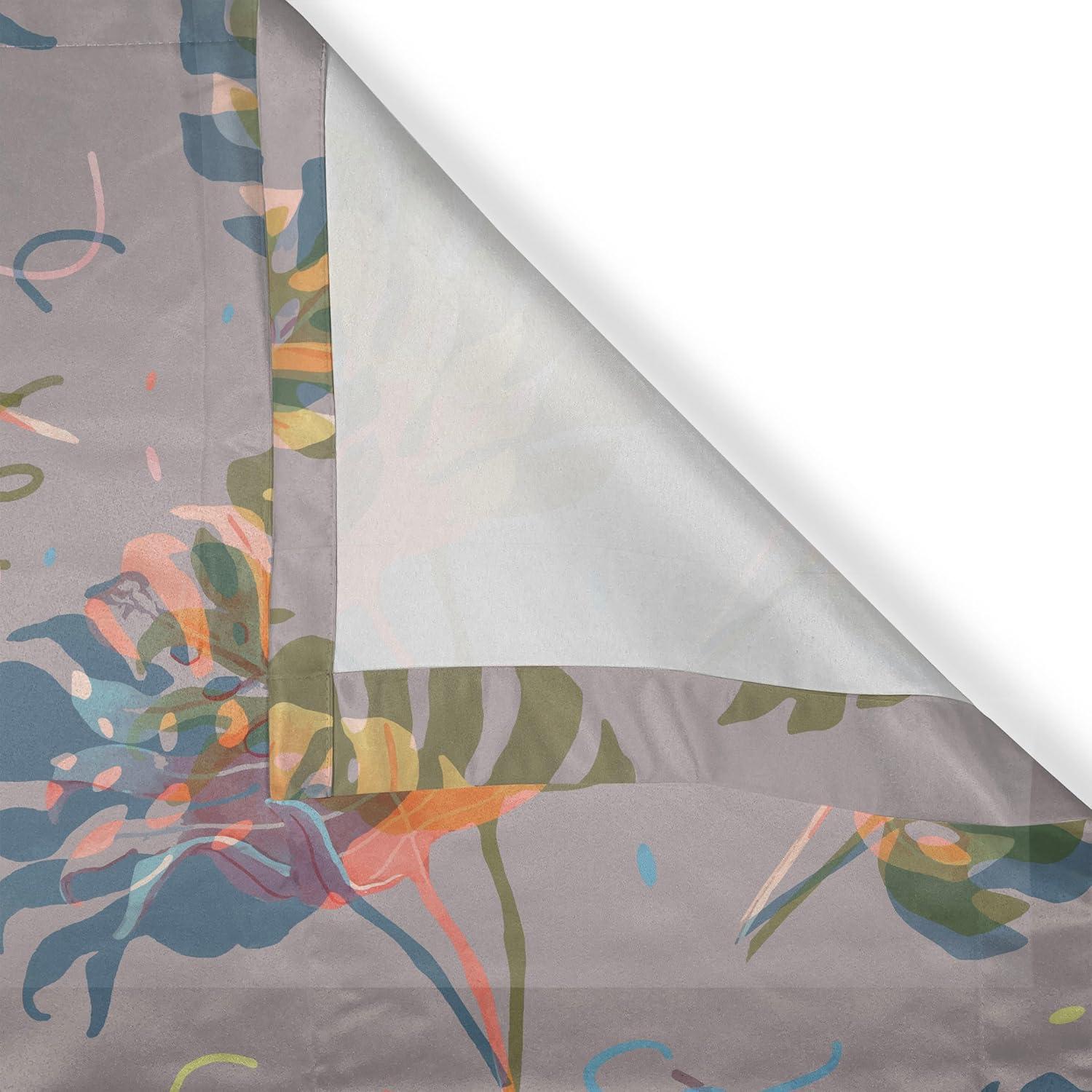 imageAmbesonne Floral Design Grommet Curtain Abstract Boho Inspirations Neutral Flowers Silhouettes on Grunge Back Decorative 2Panel Window Drapes for Bedroom Living Room 50quot x 120quot Dimgray Pale GreyPale Vermilion and Slate Blue