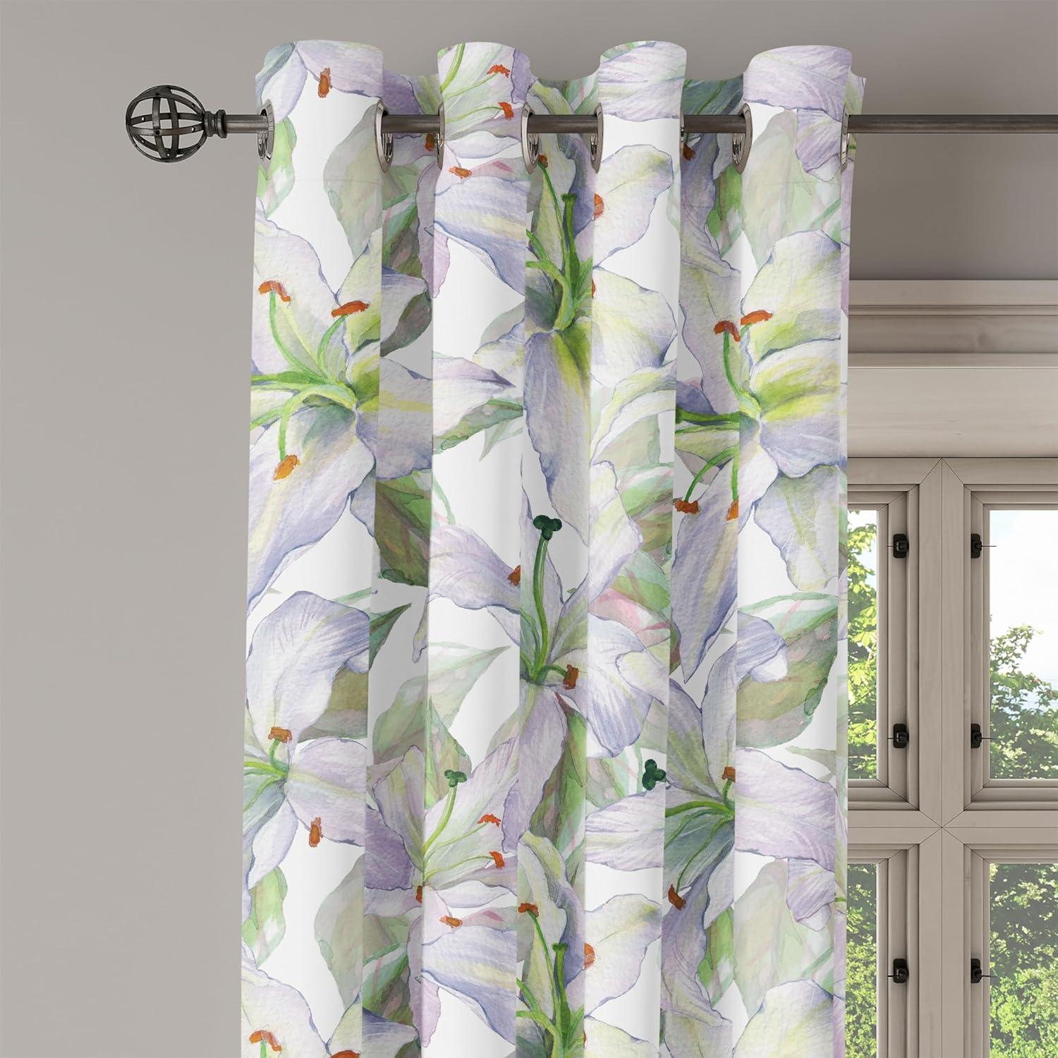 imageAmbesonne Floral Design Grommet Curtain Abstract Boho Inspirations Neutral Flowers Silhouettes on Grunge Back Decorative 2Panel Window Drapes for Bedroom Living Room 50quot x 120quot Dimgray Pale GreyPastel Purple Lime Green