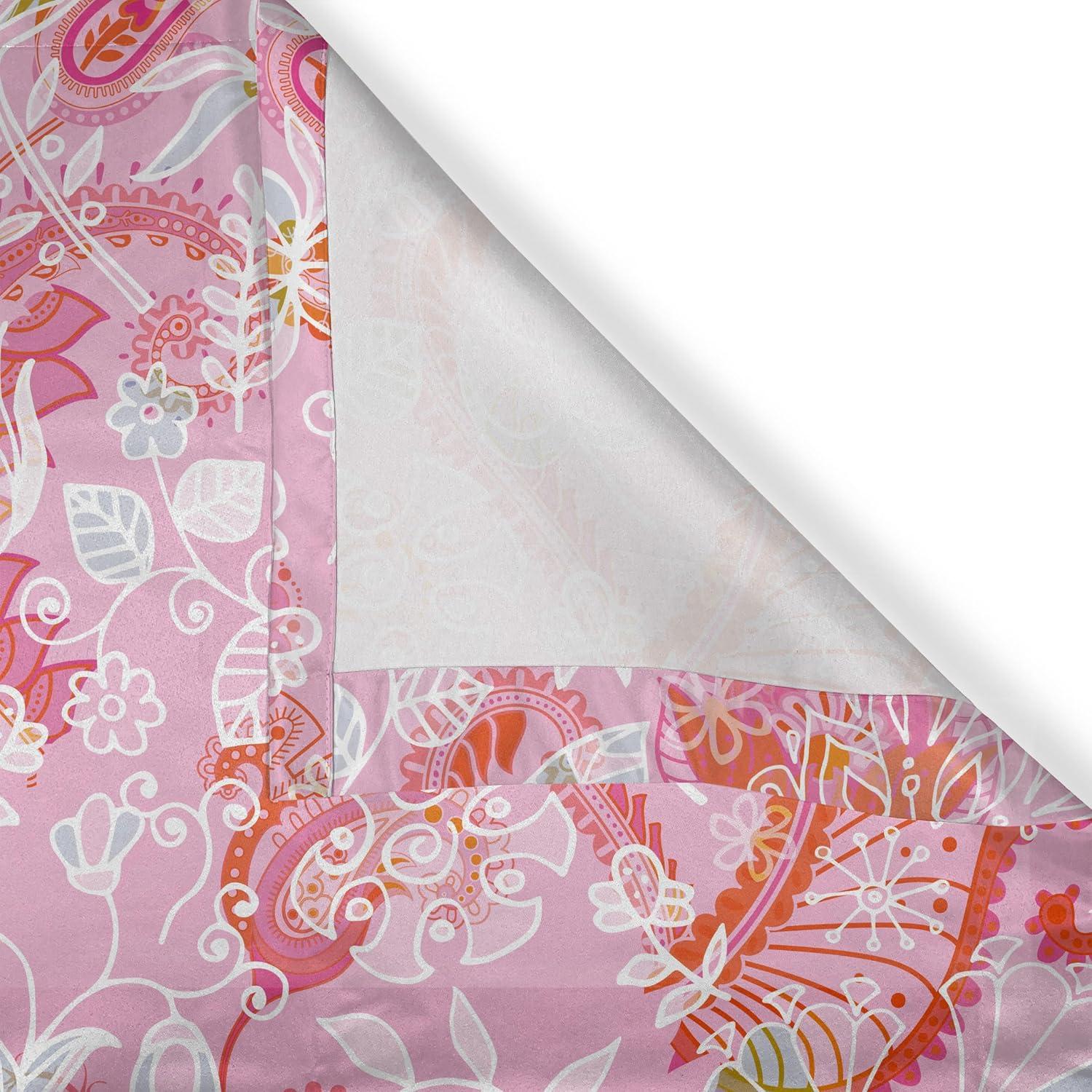 imageAmbesonne Floral Design Grommet Curtain Abstract Boho Inspirations Neutral Flowers Silhouettes on Grunge Back Decorative 2Panel Window Drapes for Bedroom Living Room 50quot x 120quot Dimgray Pale GreyPastel Pink Dark Pink
