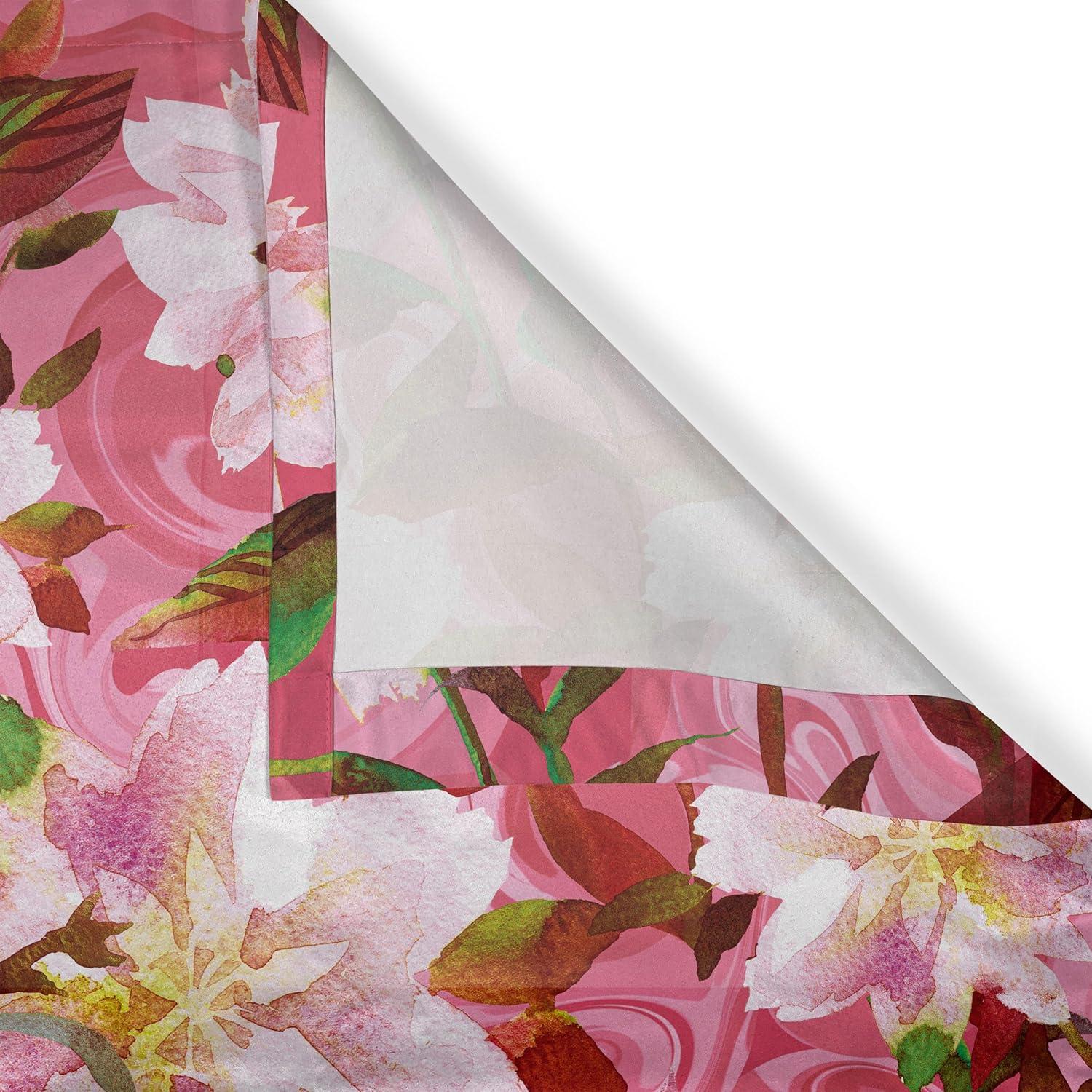 imageAmbesonne Floral Design Grommet Curtain Abstract Boho Inspirations Neutral Flowers Silhouettes on Grunge Back Decorative 2Panel Window Drapes for Bedroom Living Room 50quot x 120quot Dimgray Pale GreyPastel Pink Fern Green