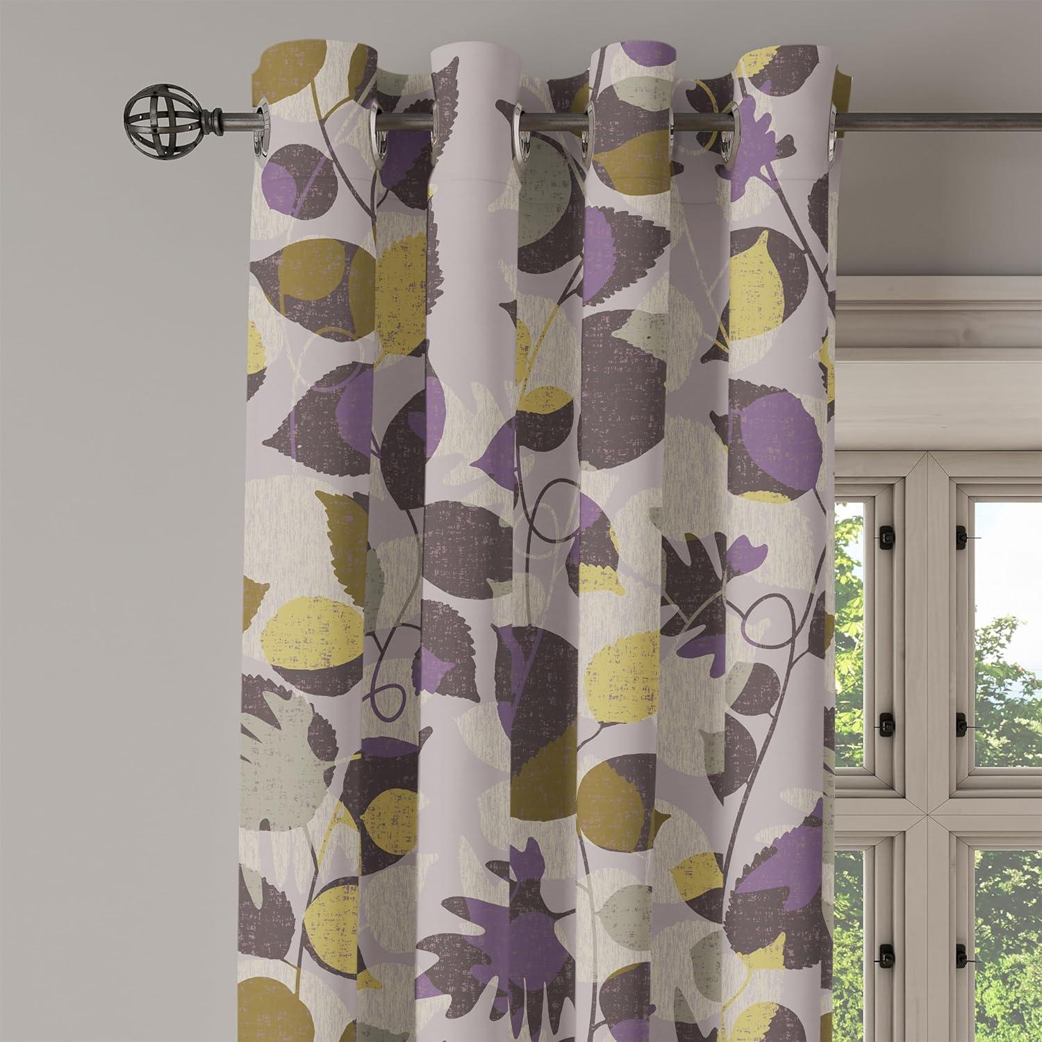 imageAmbesonne Floral Design Grommet Curtain Abstract Boho Inspirations Neutral Flowers Silhouettes on Grunge Back Decorative 2Panel Window Drapes for Bedroom Living Room 50quot x 120quot Dimgray Pale GreyFawn and Pale Eggplant