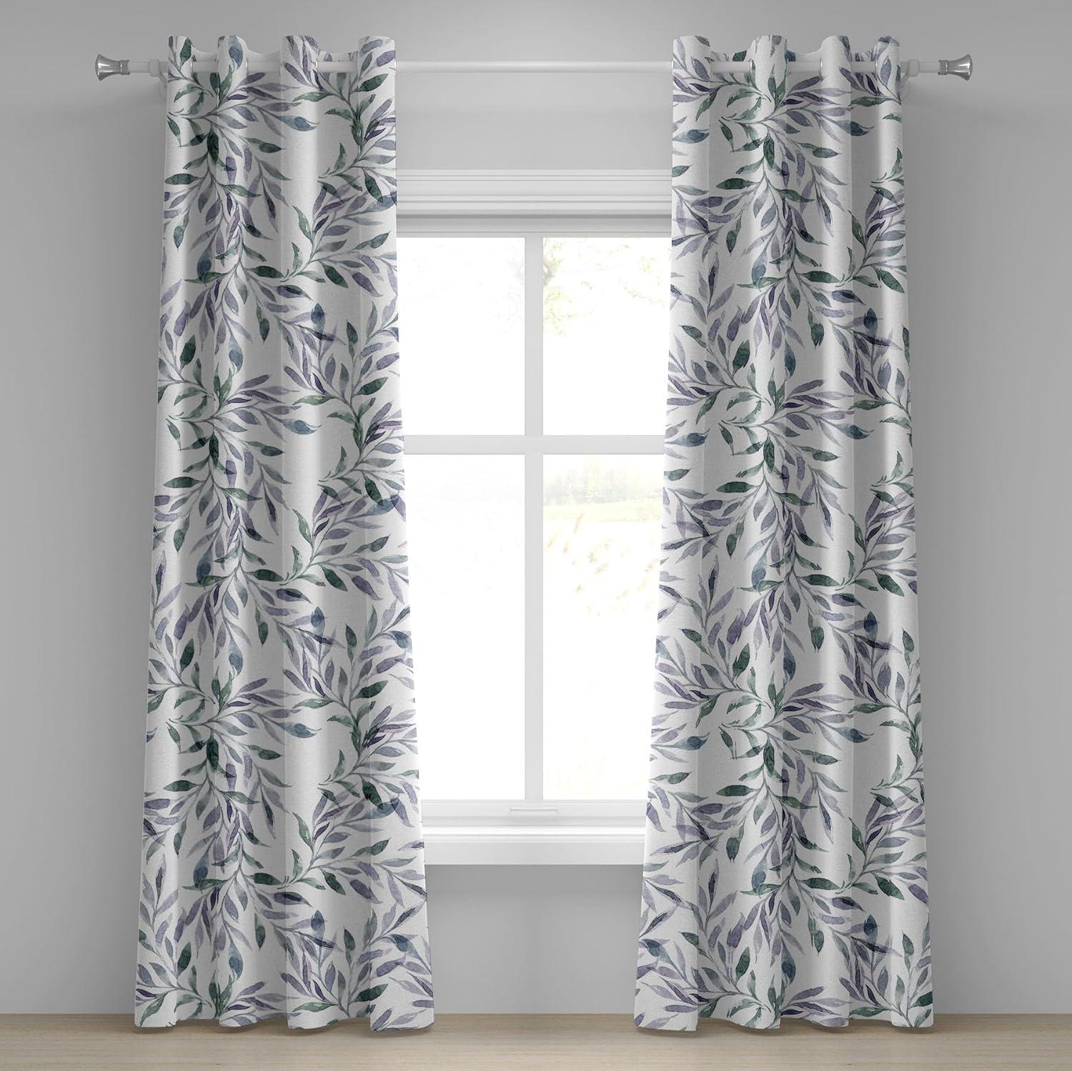 imageAmbesonne Floral Design Grommet Curtain Abstract Boho Inspirations Neutral Flowers Silhouettes on Grunge Back Decorative 2Panel Window Drapes for Bedroom Living Room 50quot x 120quot Dimgray Pale GreyLavender Blue and Pale Teal