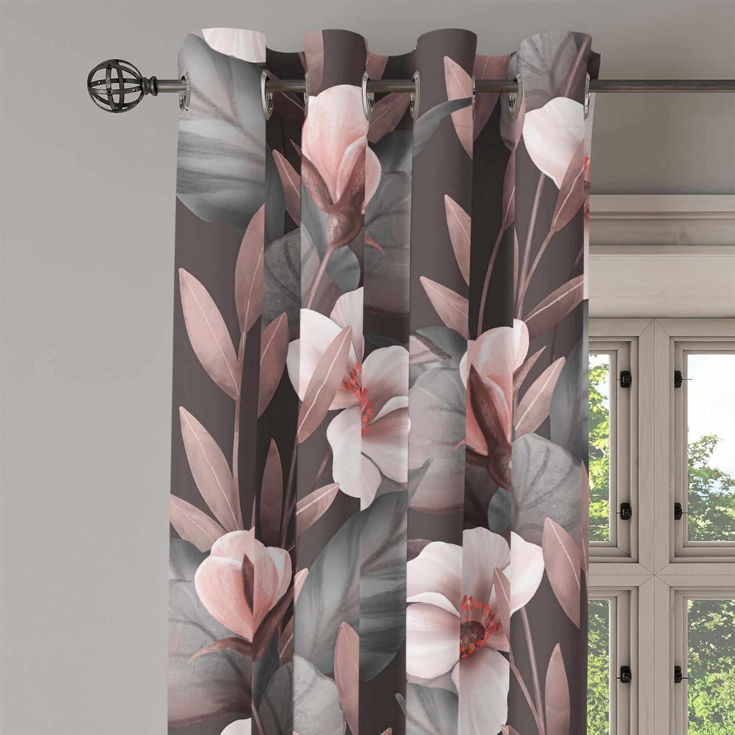 imageAmbesonne Floral Design Grommet Curtain Abstract Boho Inspirations Neutral Flowers Silhouettes on Grunge Back Decorative 2Panel Window Drapes for Bedroom Living Room 50quot x 120quot Dimgray Pale GreyPale Mauve Taupe Eggshell