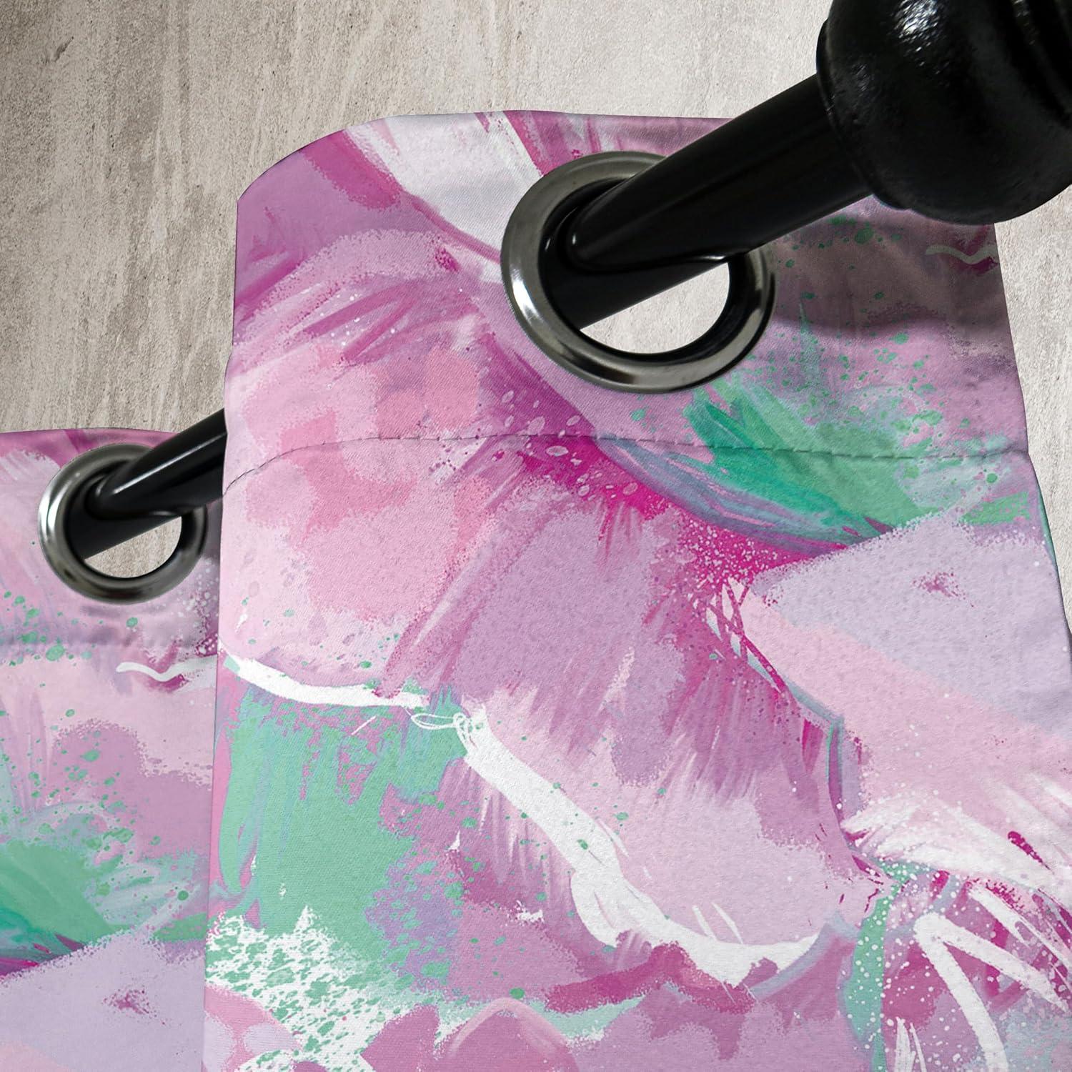 imageAmbesonne Floral Design Grommet Curtain Abstract Boho Inspirations Neutral Flowers Silhouettes on Grunge Back Decorative 2Panel Window Drapes for Bedroom Living Room 50quot x 120quot Dimgray Pale GreyPale Lilac Magenta