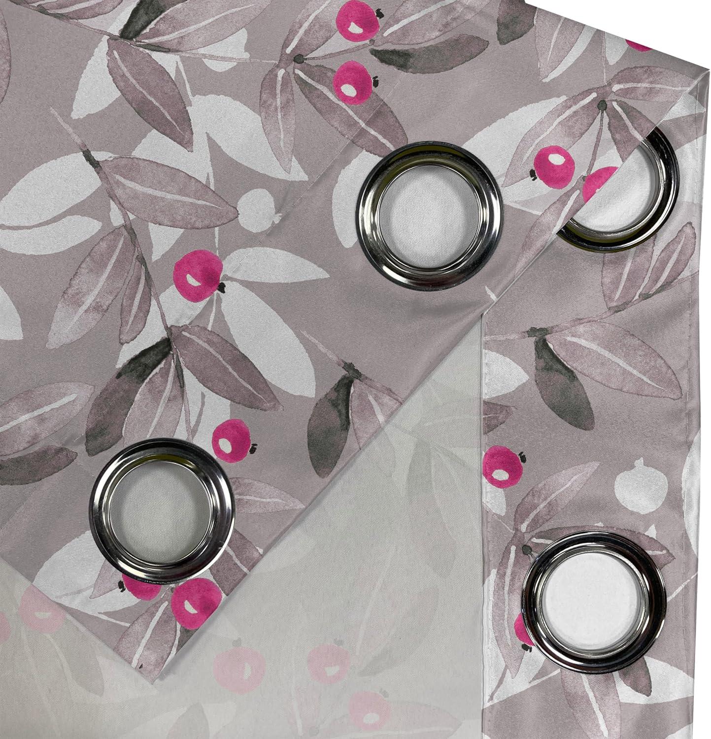 imageAmbesonne Floral Design Grommet Curtain Abstract Boho Inspirations Neutral Flowers Silhouettes on Grunge Back Decorative 2Panel Window Drapes for Bedroom Living Room 50quot x 120quot Dimgray Pale GreyTaupe Grey Hot Pink Ivory