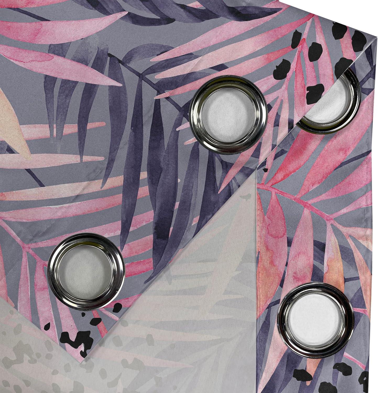 imageAmbesonne Floral Design Grommet Curtain Abstract Boho Inspirations Neutral Flowers Silhouettes on Grunge Back Decorative 2Panel Window Drapes for Bedroom Living Room 50quot x 120quot Dimgray Pale GreySoft Pink Eggplant Coral