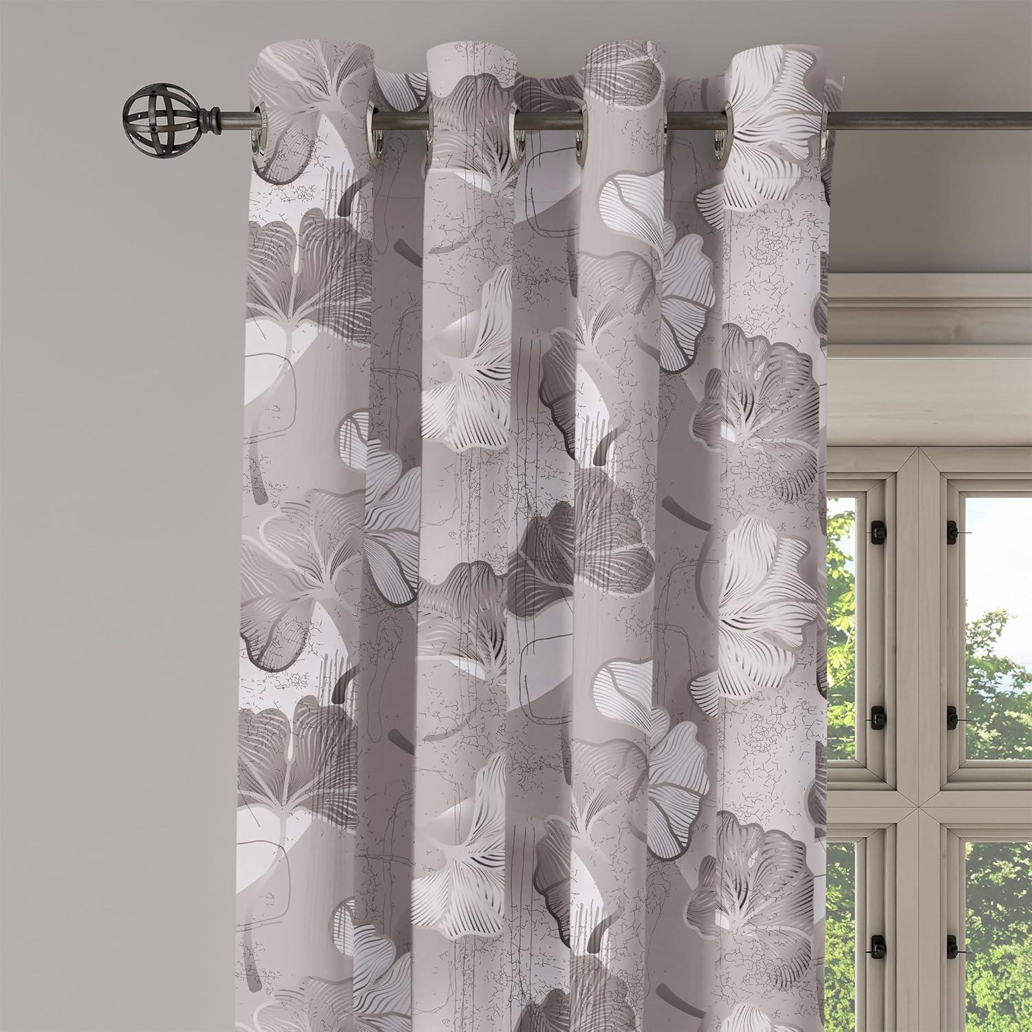 imageAmbesonne Floral Design Grommet Curtain Abstract Boho Inspirations Neutral Flowers Silhouettes on Grunge Back Decorative 2Panel Window Drapes for Bedroom Living Room 50quot x 120quot Dimgray Pale GreyDimgray Pale Grey