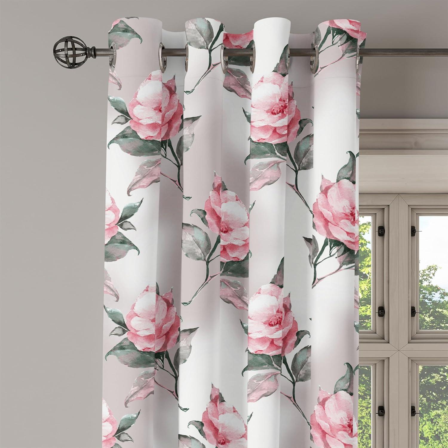 imageAmbesonne Floral Design Grommet Curtain Abstract Boho Inspirations Neutral Flowers Silhouettes on Grunge Back Decorative 2Panel Window Drapes for Bedroom Living Room 50quot x 120quot Dimgray Pale GreyPale Pink Laurel Green