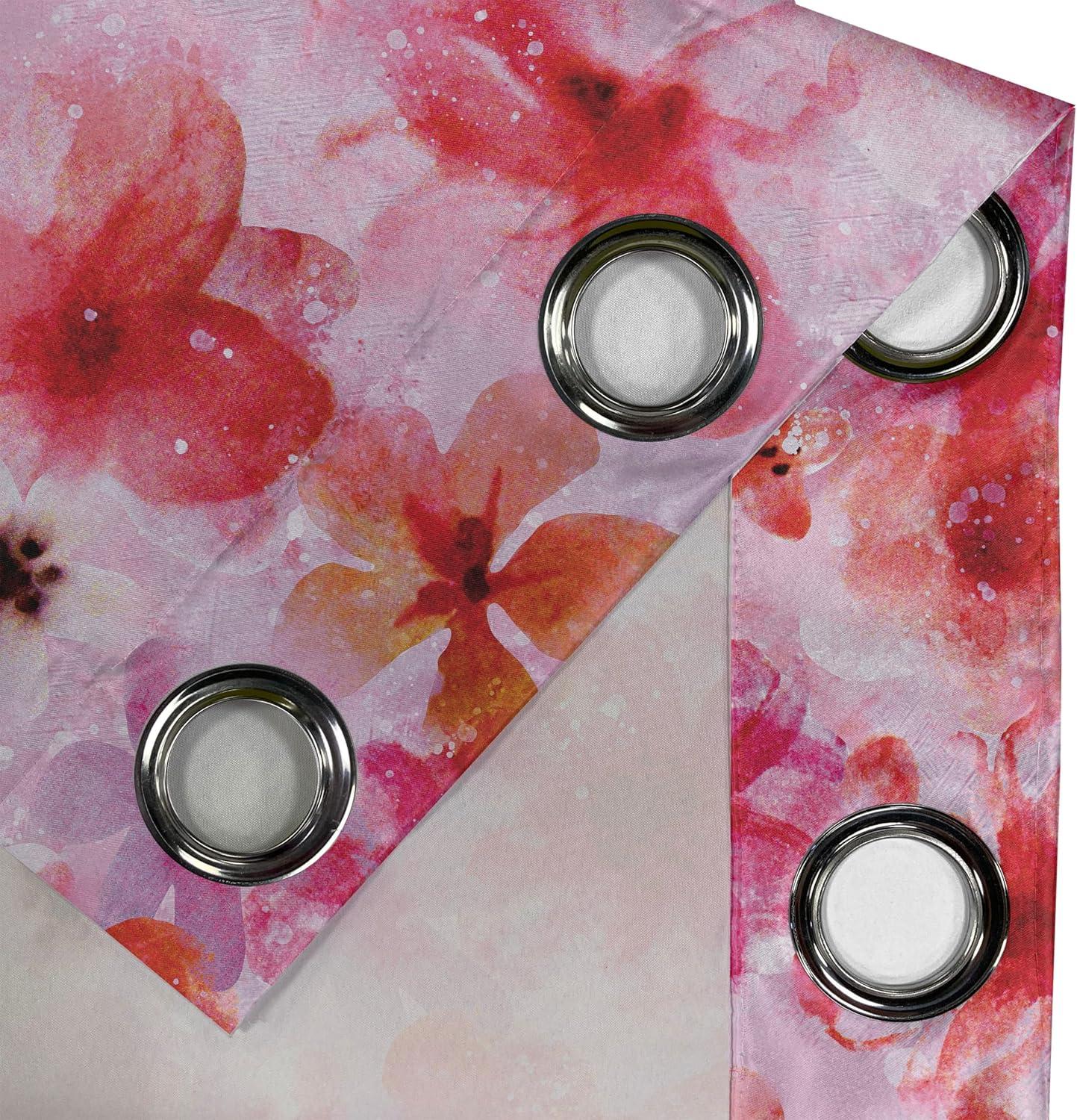 imageAmbesonne Floral Design Grommet Curtain Abstract Boho Inspirations Neutral Flowers Silhouettes on Grunge Back Decorative 2Panel Window Drapes for Bedroom Living Room 50quot x 120quot Dimgray Pale GreyDark Pink Pastel Purple