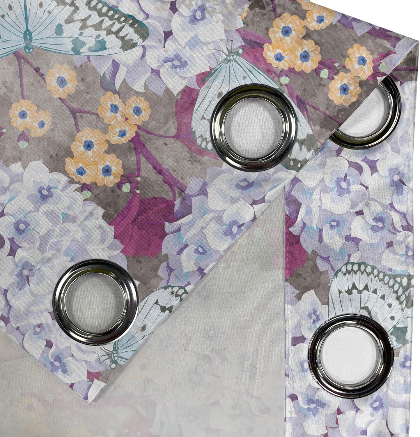 imageAmbesonne Floral Design Grommet Curtain Abstract Boho Inspirations Neutral Flowers Silhouettes on Grunge Back Decorative 2Panel Window Drapes for Bedroom Living Room 50quot x 120quot Dimgray Pale GreyDark Teal and Pale Fuchsia