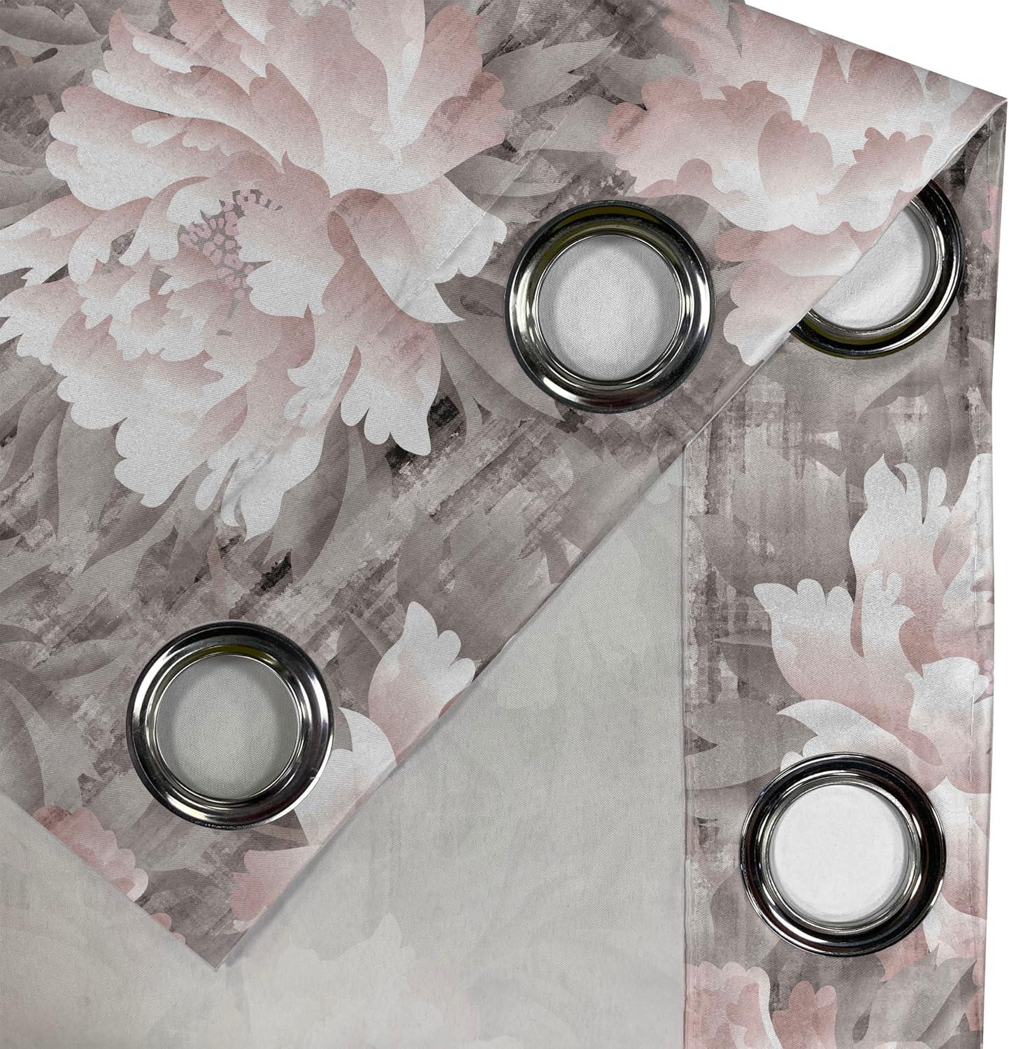 imageAmbesonne Floral Design Grommet Curtain Abstract Boho Inspirations Neutral Flowers Silhouettes on Grunge Back Decorative 2Panel Window Drapes for Bedroom Living Room 50quot x 120quot Dimgray Pale GreyPale Salmon Taupe Grey
