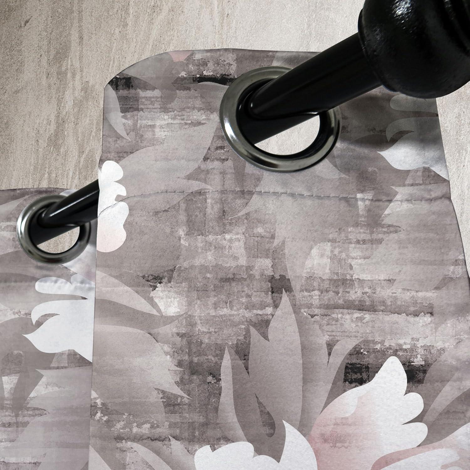 imageAmbesonne Floral Design Grommet Curtain Abstract Boho Inspirations Neutral Flowers Silhouettes on Grunge Back Decorative 2Panel Window Drapes for Bedroom Living Room 50quot x 120quot Dimgray Pale GreyPale Salmon Taupe Grey