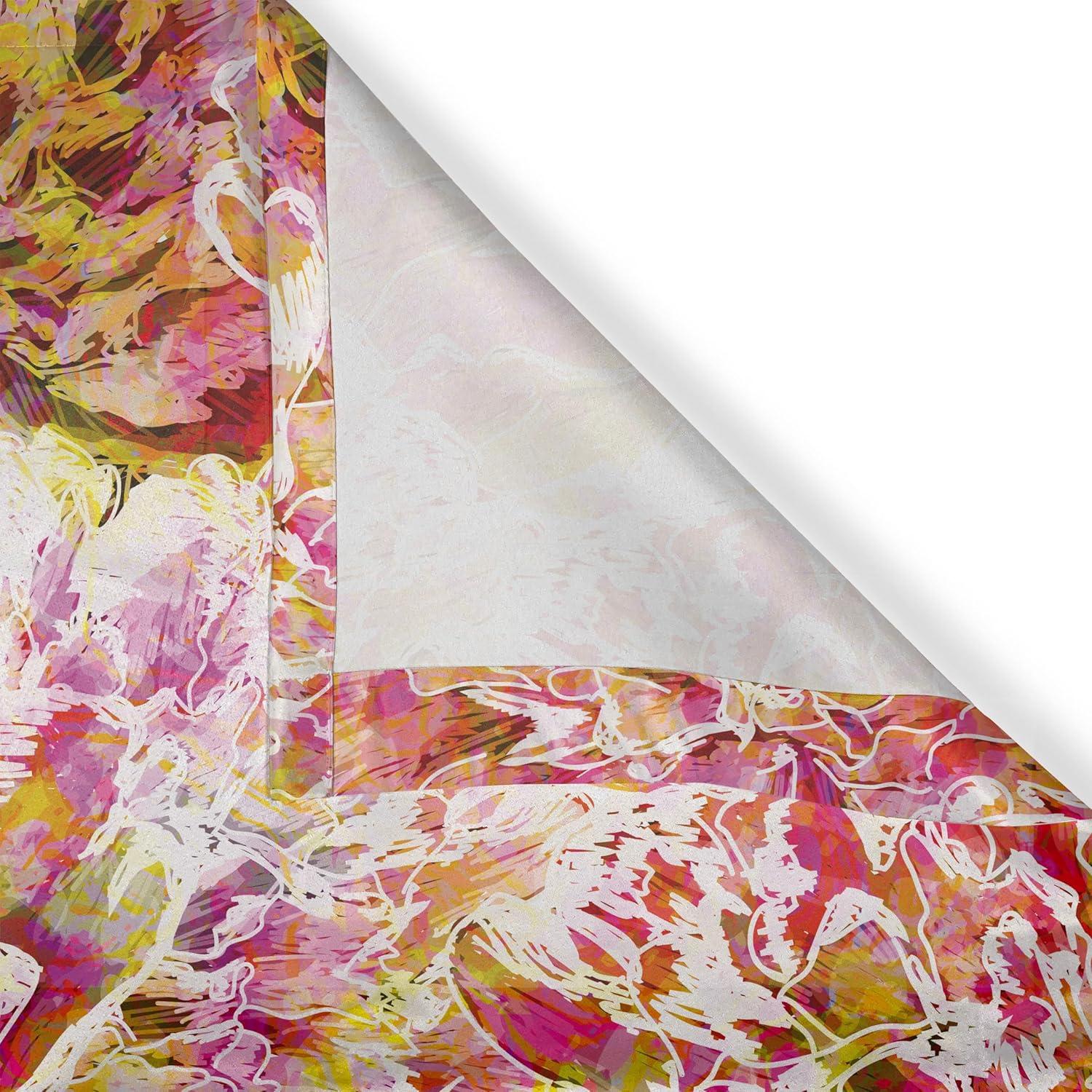 imageAmbesonne Floral Design Grommet Curtain Abstract Boho Inspirations Neutral Flowers Silhouettes on Grunge Back Decorative 2Panel Window Drapes for Bedroom Living Room 50quot x 120quot Dimgray Pale GreyPale Pink Yellow Green