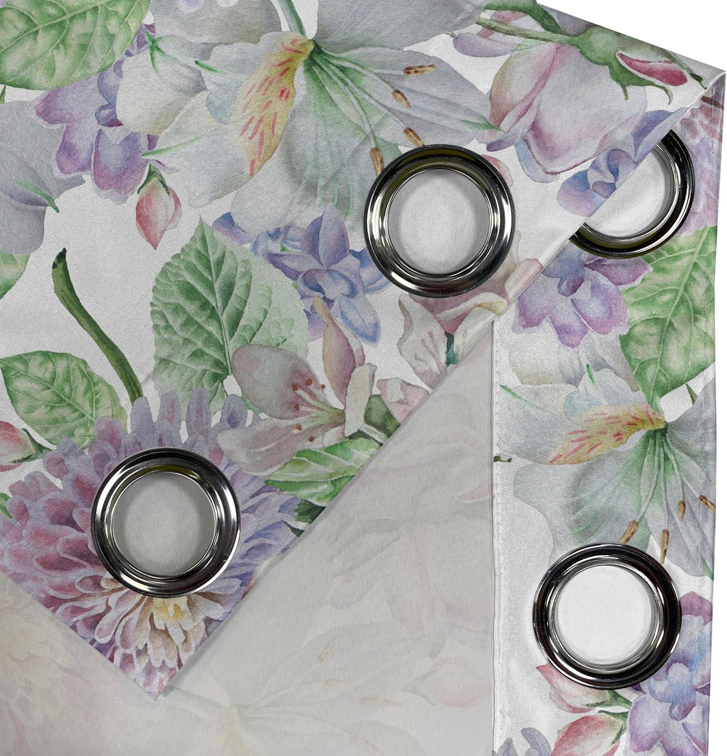imageAmbesonne Floral Design Grommet Curtain Abstract Boho Inspirations Neutral Flowers Silhouettes on Grunge Back Decorative 2Panel Window Drapes for Bedroom Living Room 50quot x 120quot Dimgray Pale GreyPeacock Green and Pale Purple