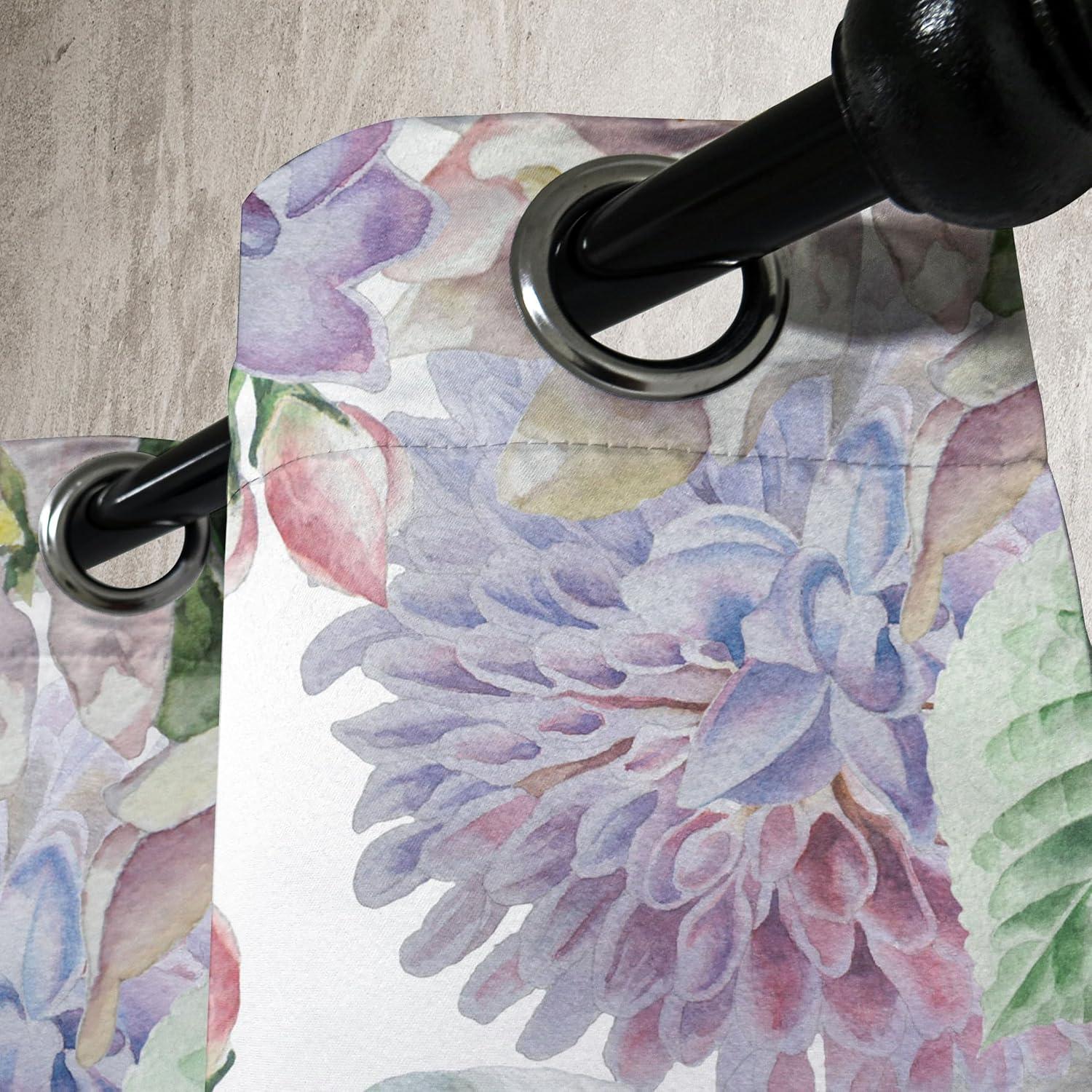 imageAmbesonne Floral Design Grommet Curtain Abstract Boho Inspirations Neutral Flowers Silhouettes on Grunge Back Decorative 2Panel Window Drapes for Bedroom Living Room 50quot x 120quot Dimgray Pale GreyPeacock Green and Pale Purple