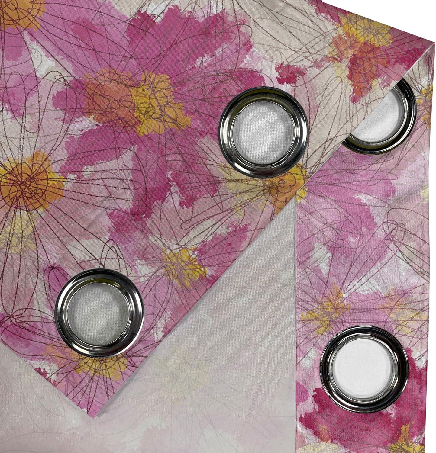 imageAmbesonne Floral Design Grommet Curtain Abstract Boho Inspirations Neutral Flowers Silhouettes on Grunge Back Decorative 2Panel Window Drapes for Bedroom Living Room 50quot x 120quot Dimgray Pale GreyMagenta Pale Peach