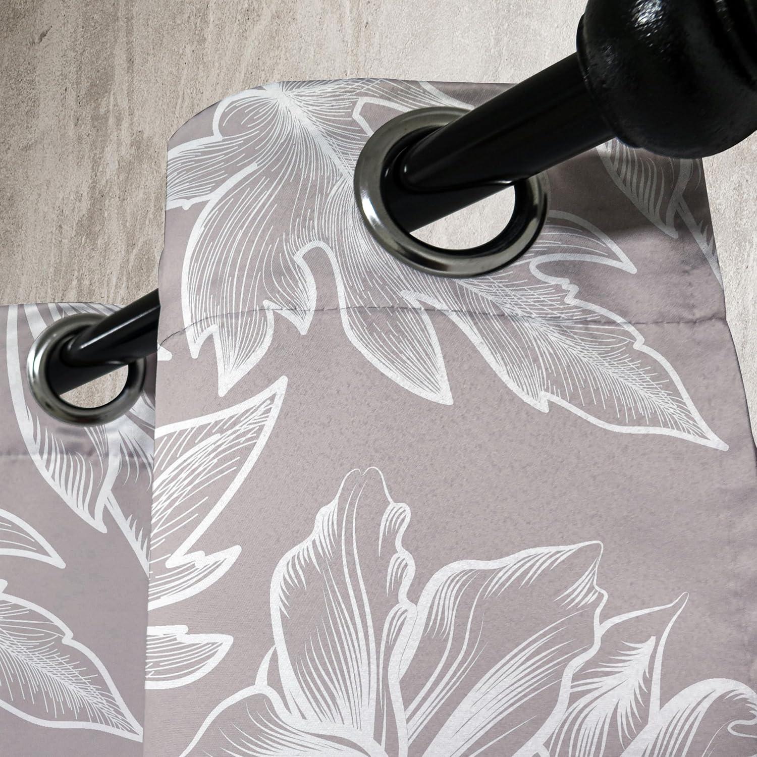 imageAmbesonne Floral Design Grommet Curtain Abstract Boho Inspirations Neutral Flowers Silhouettes on Grunge Back Decorative 2Panel Window Drapes for Bedroom Living Room 50quot x 120quot Dimgray Pale GreyTaupe Grey and White