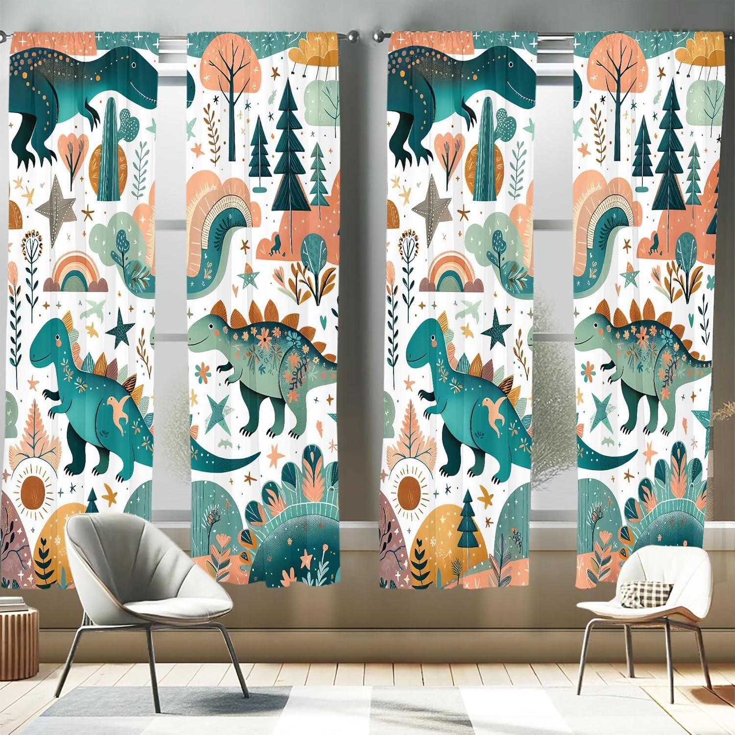 imageAmbesonne Floral Window Curtains Pack of 2 Minimalist Design Cozy Neutral Farmhouse Plaid with Leaves and Flowers Lightweight Set ampamp Rod Pocket 4 Panels of 28quot x 63quot Sage Green Blue YellowPetrol Blue Teal Salmon
