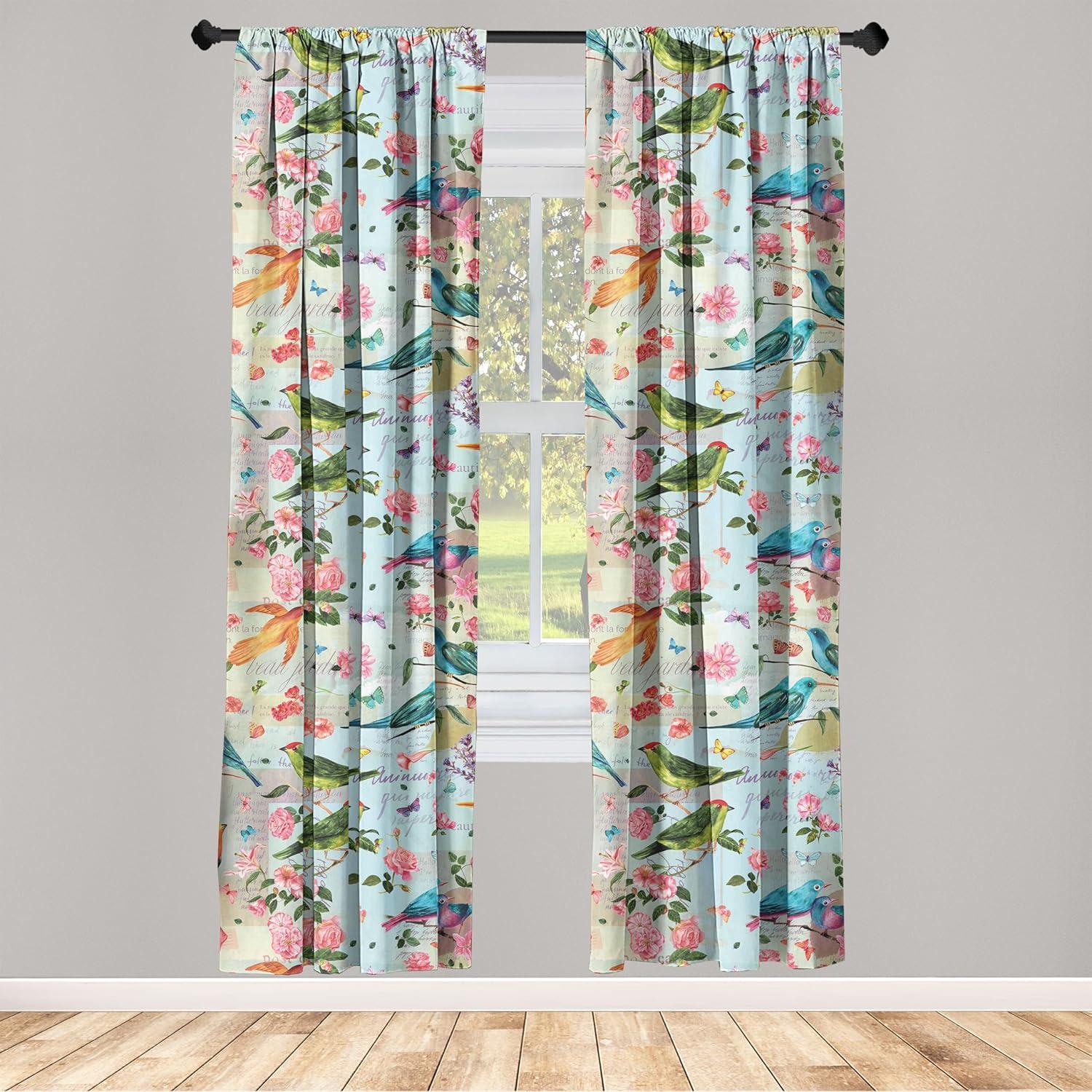 imageAmbesonne Flowers Curtains Watercolor Floral Design with Neutral Colors Boho Leaves Autumn Vibes Window Treatments 2 Panel Set for Living Room Bedroom Pair of 28quot x 63quot Deep Sky Blue Sand BrownFern Green Vermilion