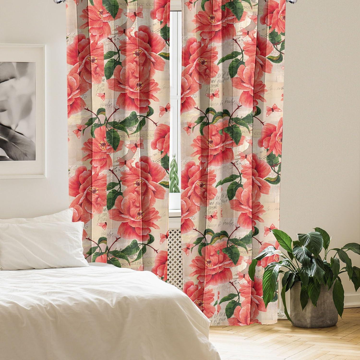 imageAmbesonne Flowers Curtains Watercolor Floral Design with Neutral Colors Boho Leaves Autumn Vibes Window Treatments 2 Panel Set for Living Room Bedroom Pair of 28quot x 63quot Deep Sky Blue Sand BrownForest Green Coral