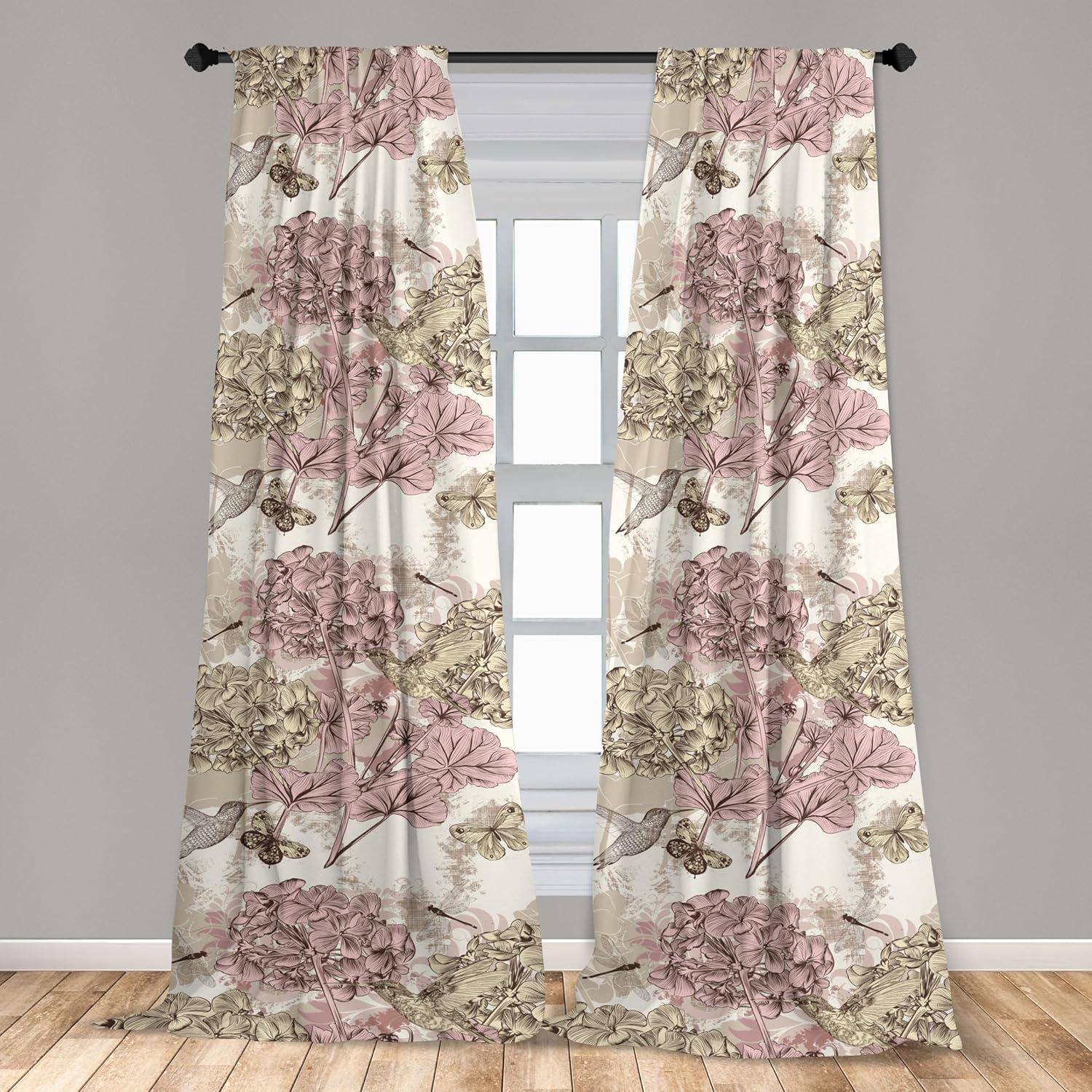 imageAmbesonne Flowers Curtains Watercolor Floral Design with Neutral Colors Boho Leaves Autumn Vibes Window Treatments 2 Panel Set for Living Room Bedroom Pair of 28quot x 63quot Deep Sky Blue Sand BrownPastel Yellow Pale Pink