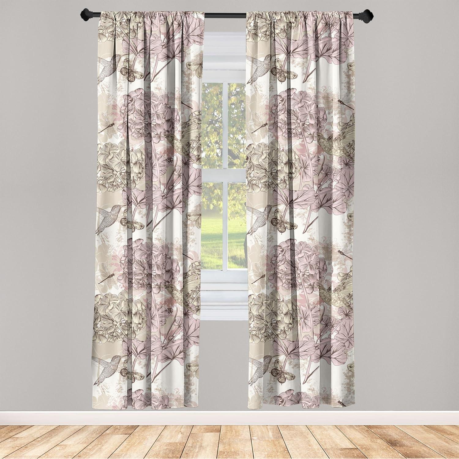 imageAmbesonne Flowers Curtains Watercolor Floral Design with Neutral Colors Boho Leaves Autumn Vibes Window Treatments 2 Panel Set for Living Room Bedroom Pair of 28quot x 63quot Deep Sky Blue Sand BrownPastel Yellow Pale Pink