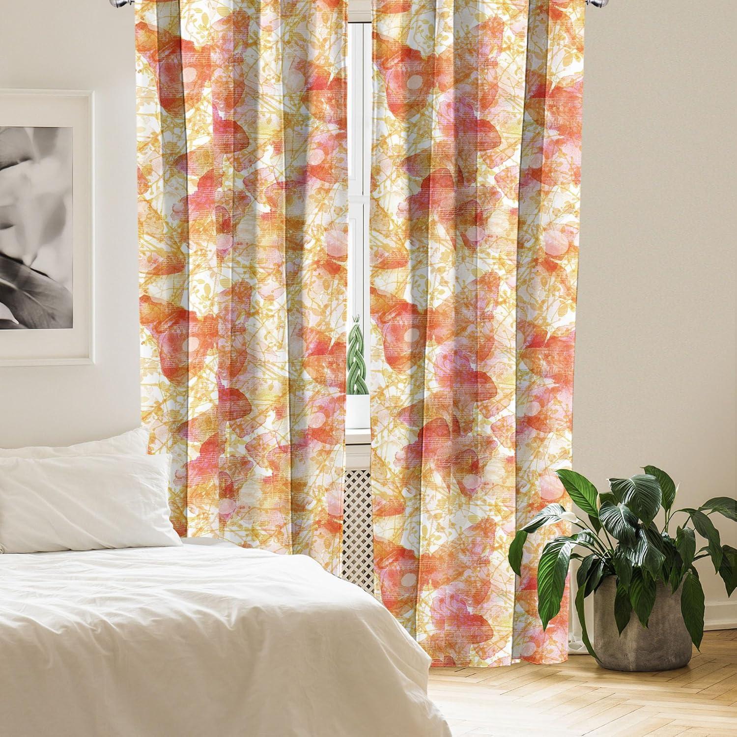 imageAmbesonne Flowers Curtains Watercolor Floral Design with Neutral Colors Boho Leaves Autumn Vibes Window Treatments 2 Panel Set for Living Room Bedroom Pair of 28quot x 63quot Deep Sky Blue Sand BrownGreen Dark Coral