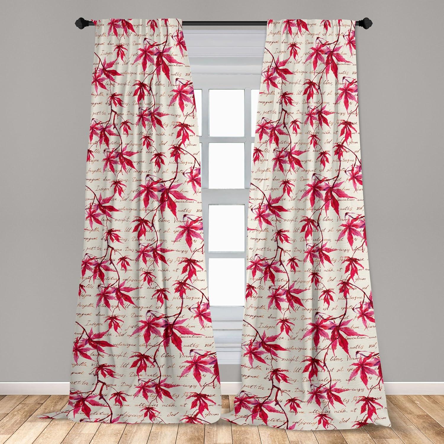 imageAmbesonne Flowers Curtains Watercolor Floral Design with Neutral Colors Boho Leaves Autumn Vibes Window Treatments 2 Panel Set for Living Room Bedroom Pair of 28quot x 63quot Deep Sky Blue Sand BrownHot Pink Dark Coral