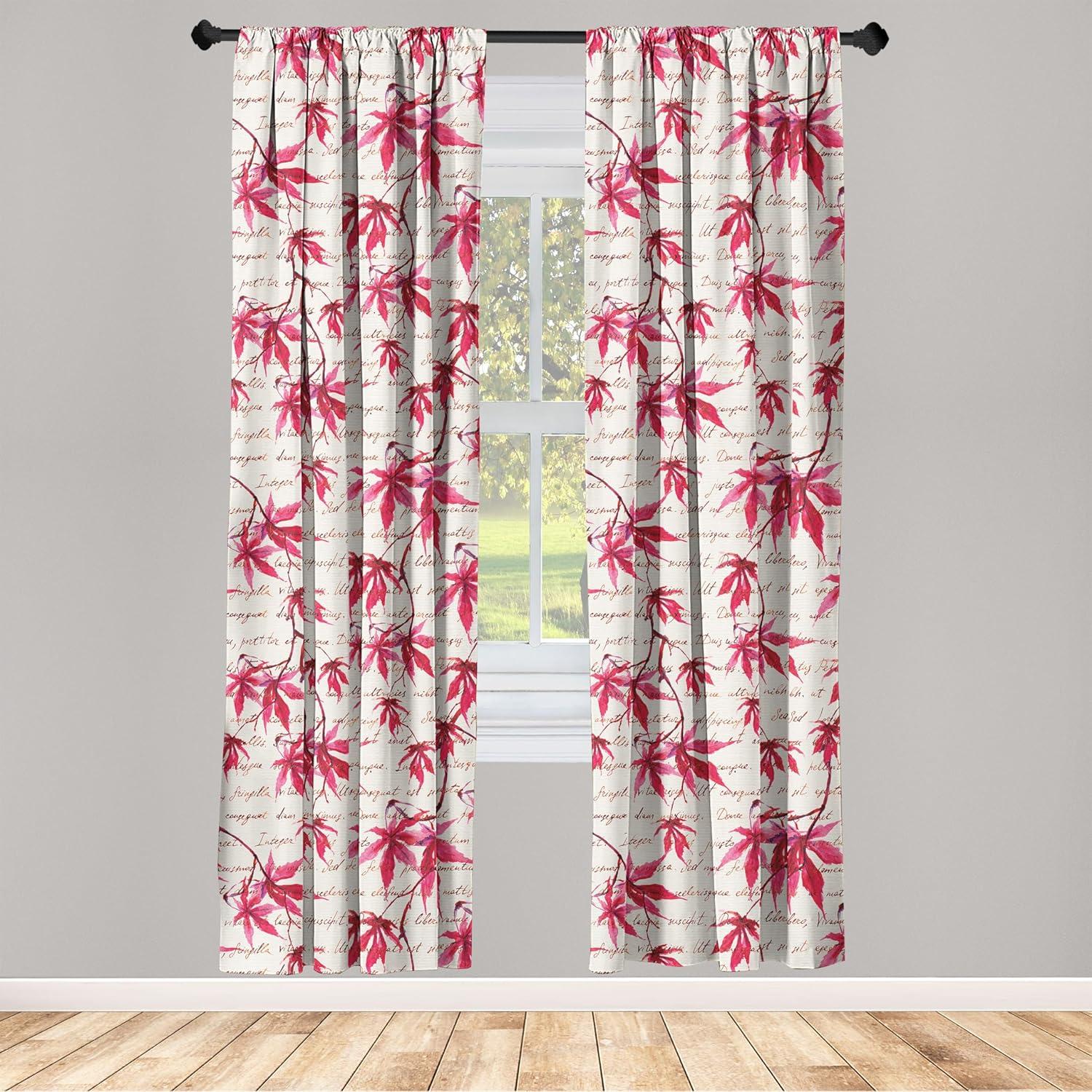 imageAmbesonne Flowers Curtains Watercolor Floral Design with Neutral Colors Boho Leaves Autumn Vibes Window Treatments 2 Panel Set for Living Room Bedroom Pair of 28quot x 63quot Deep Sky Blue Sand BrownHot Pink Dark Coral