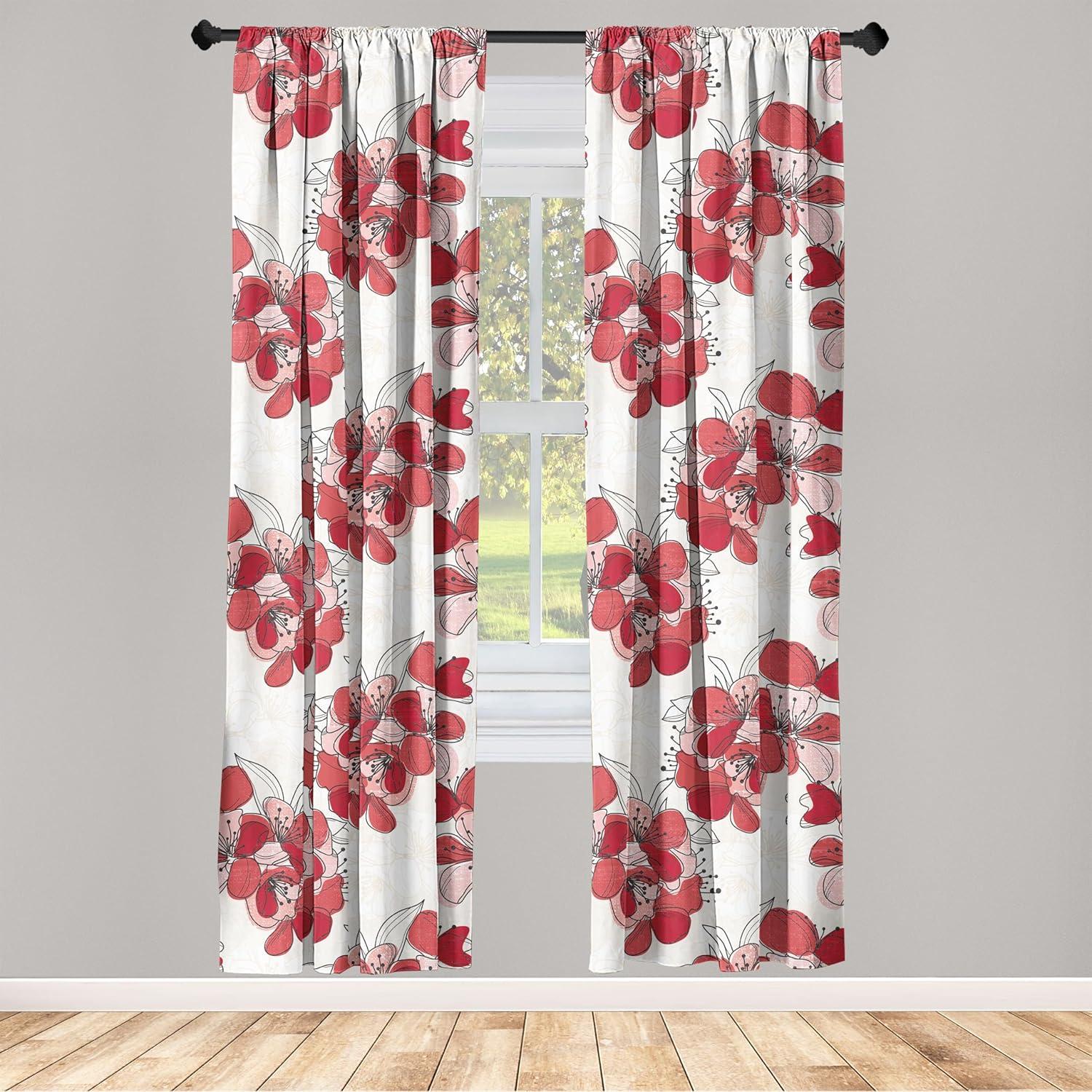 imageAmbesonne Flowers Curtains Watercolor Floral Design with Neutral Colors Boho Leaves Autumn Vibes Window Treatments 2 Panel Set for Living Room Bedroom Pair of 28quot x 63quot Deep Sky Blue Sand BrownPink Pale Pink