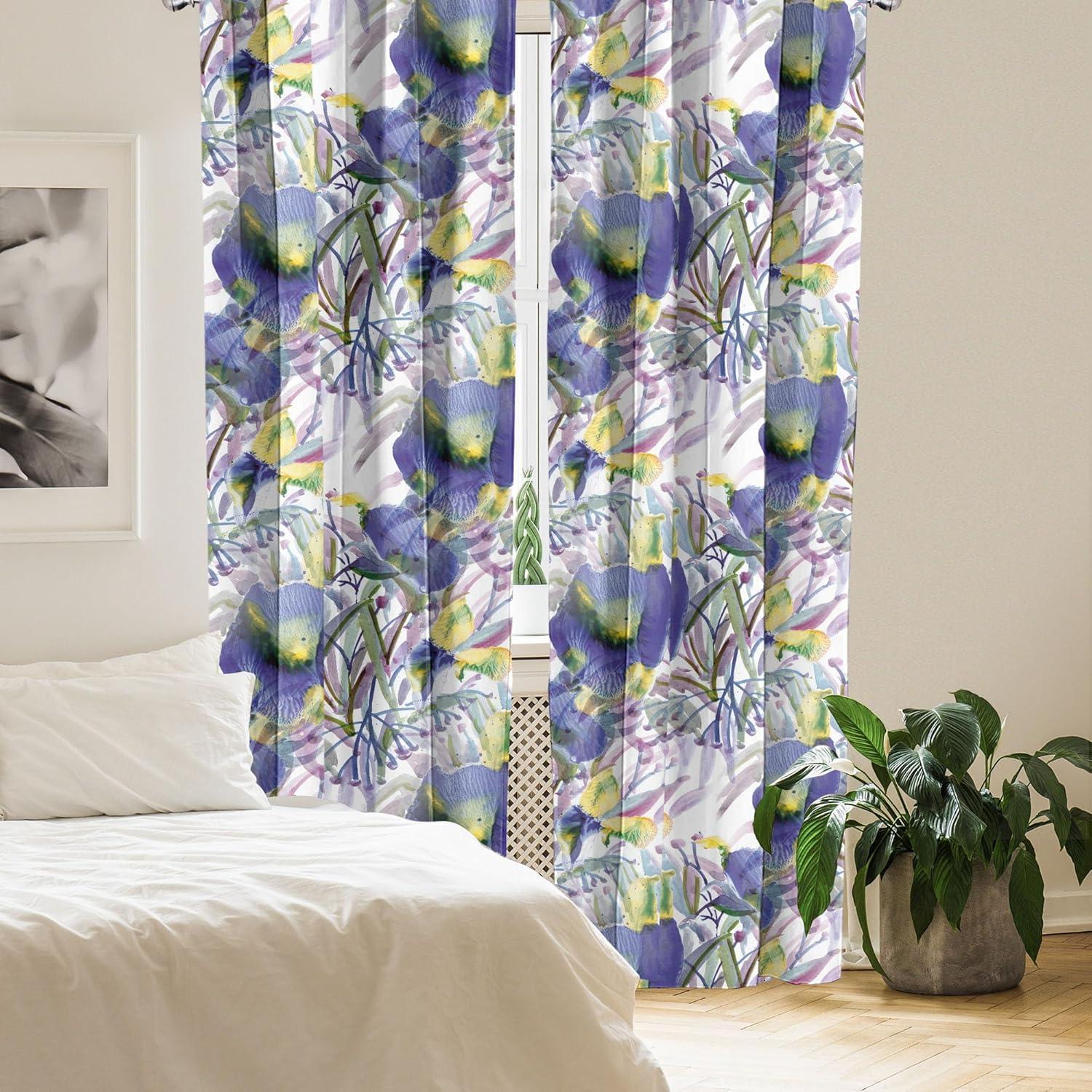 imageAmbesonne Flowers Curtains Watercolor Floral Design with Neutral Colors Boho Leaves Autumn Vibes Window Treatments 2 Panel Set for Living Room Bedroom Pair of 28quot x 63quot Deep Sky Blue Sand BrownDark Indigo Dried Rose