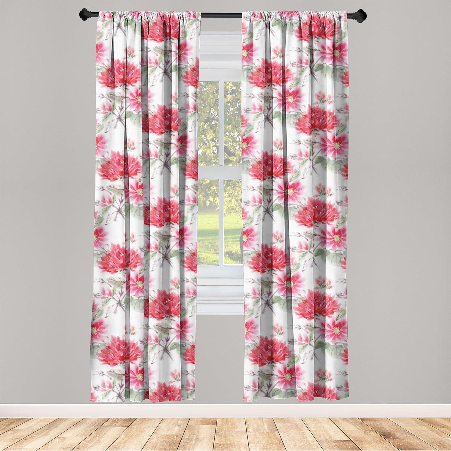 imageAmbesonne Flowers Curtains Watercolor Floral Design with Neutral Colors Boho Leaves Autumn Vibes Window Treatments 2 Panel Set for Living Room Bedroom Pair of 28quot x 63quot Deep Sky Blue Sand BrownReseda Green Dark Pink