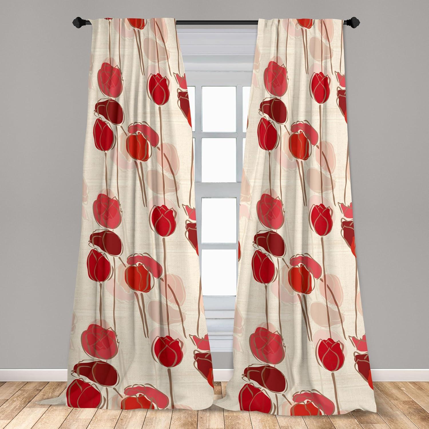imageAmbesonne Flowers Curtains Watercolor Floral Design with Neutral Colors Boho Leaves Autumn Vibes Window Treatments 2 Panel Set for Living Room Bedroom Pair of 28quot x 63quot Deep Sky Blue Sand BrownDark Coral Eggshell