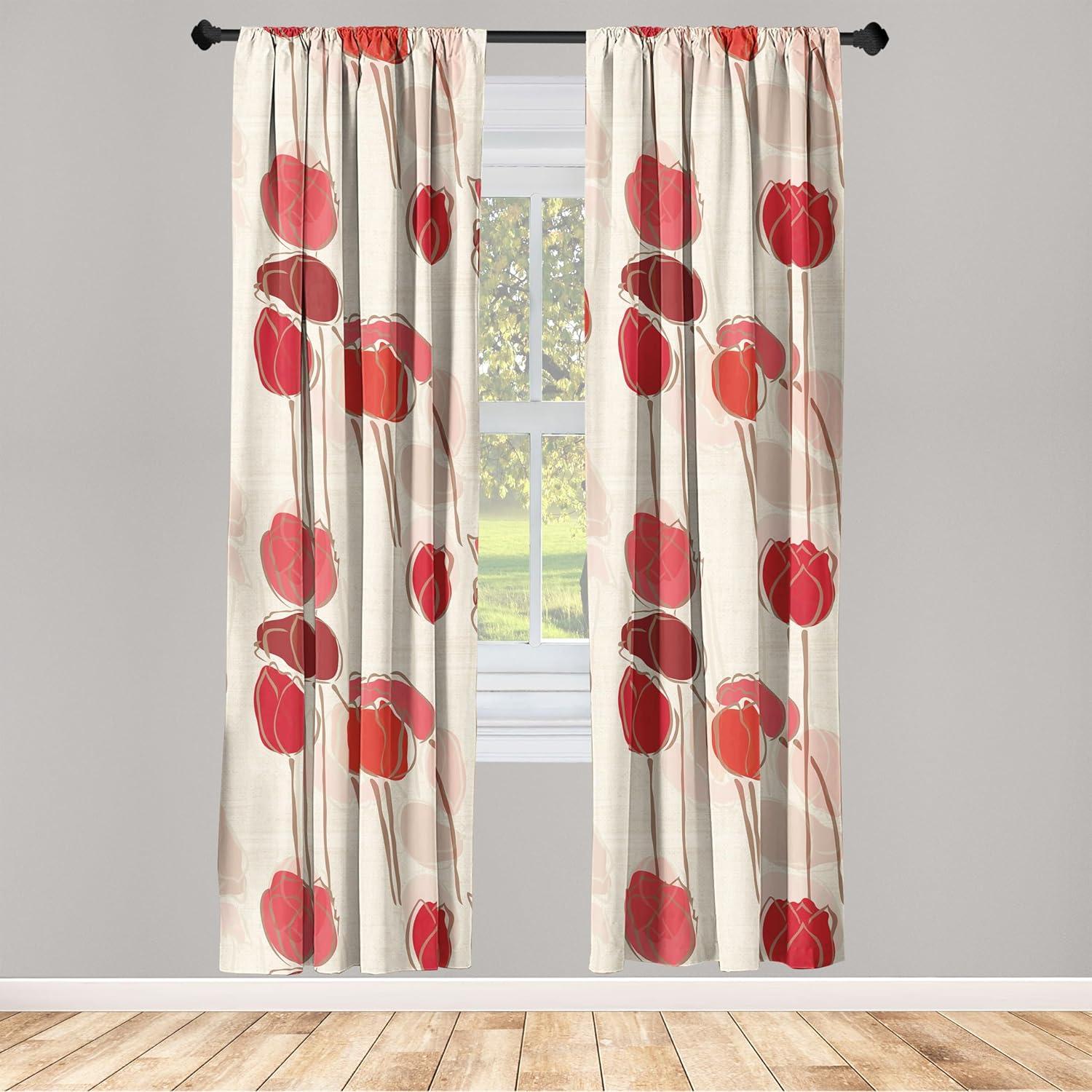 imageAmbesonne Flowers Curtains Watercolor Floral Design with Neutral Colors Boho Leaves Autumn Vibes Window Treatments 2 Panel Set for Living Room Bedroom Pair of 28quot x 63quot Deep Sky Blue Sand BrownDark Coral Eggshell