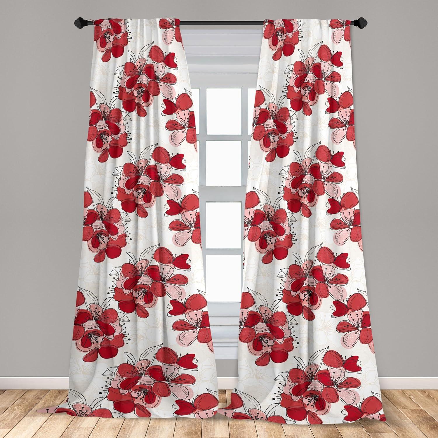 imageAmbesonne Flowers Curtains Watercolor Floral Design with Neutral Colors Boho Leaves Autumn Vibes Window Treatments 2 Panel Set for Living Room Bedroom Pair of 28quot x 63quot Deep Sky Blue Sand BrownPink Pale Pink