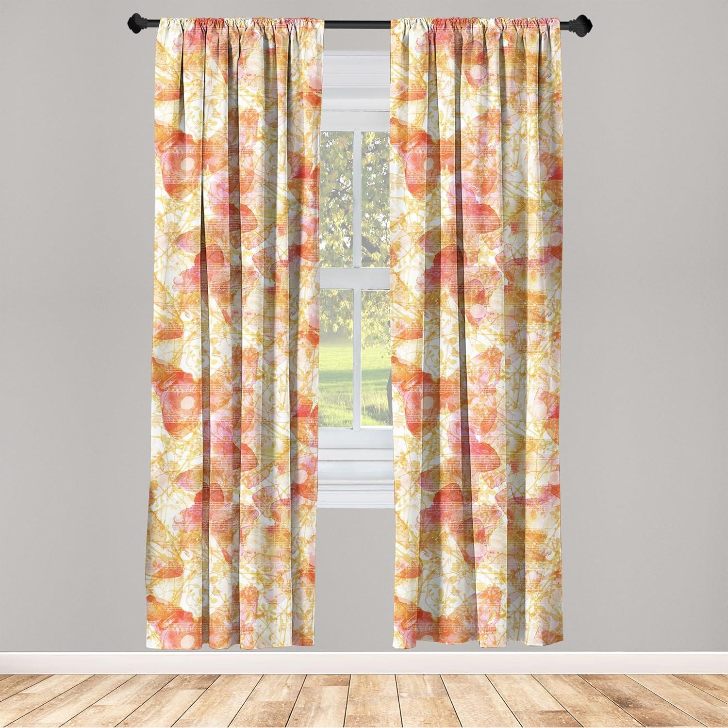 imageAmbesonne Flowers Curtains Watercolor Floral Design with Neutral Colors Boho Leaves Autumn Vibes Window Treatments 2 Panel Set for Living Room Bedroom Pair of 28quot x 63quot Deep Sky Blue Sand BrownGreen Dark Coral
